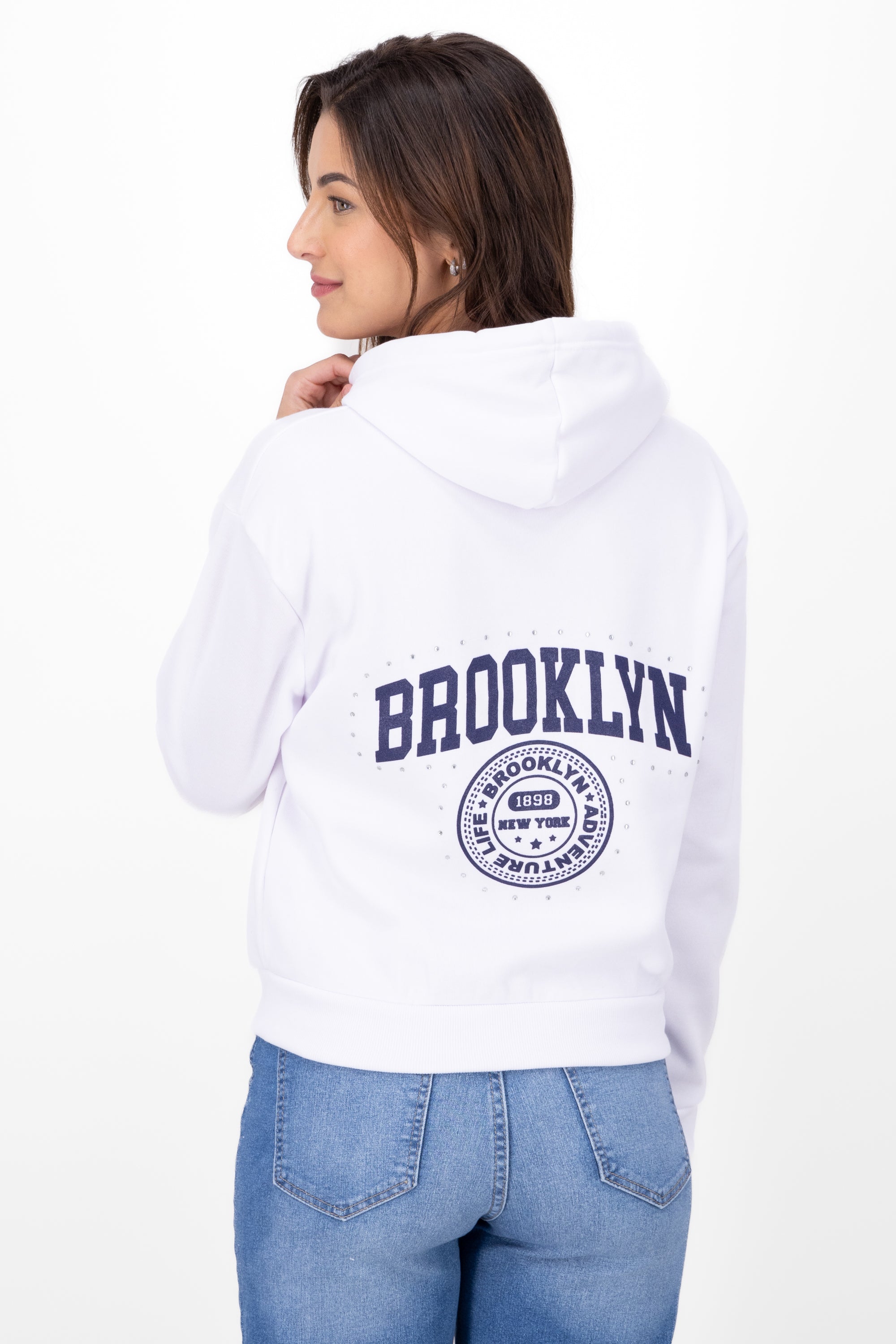 Brooklyn sweatshirt with shine White Combo