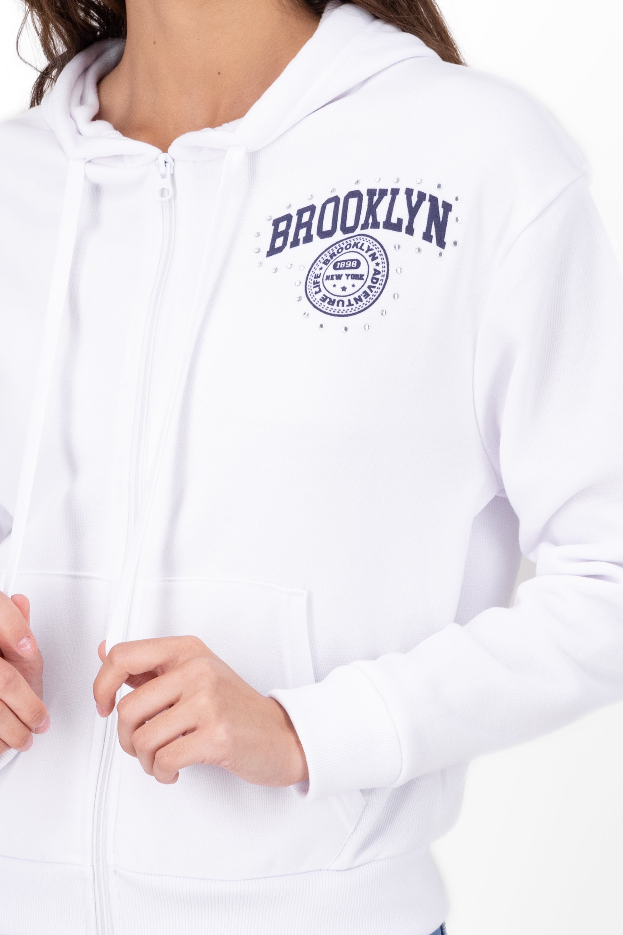 Brooklyn sweatshirt with shine White Combo