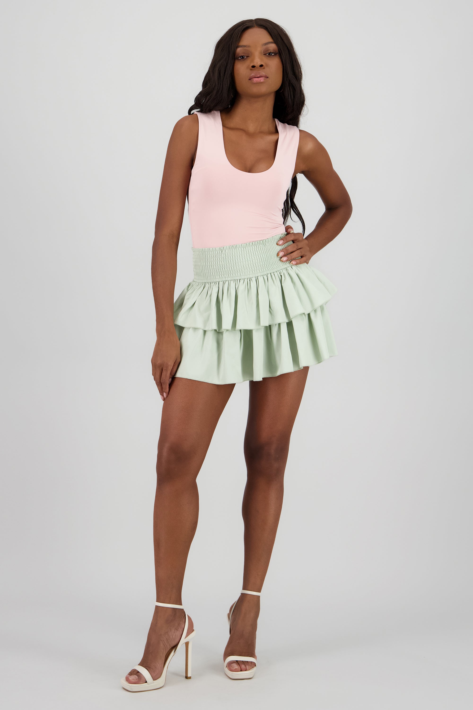 Mini falda olanes smock SAGE