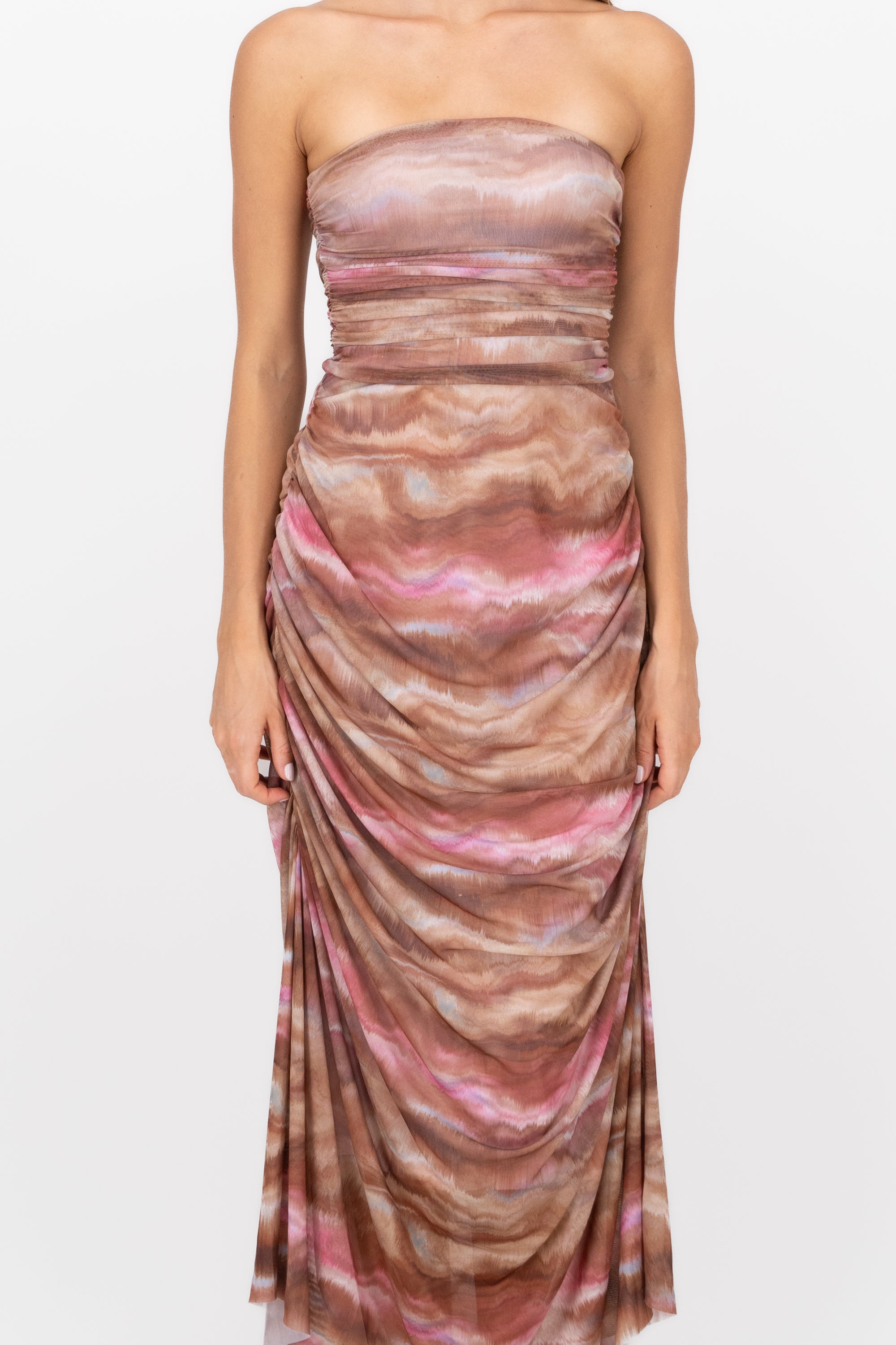 Maxi Vestido Mesh Tie Dye CAFE COMBO