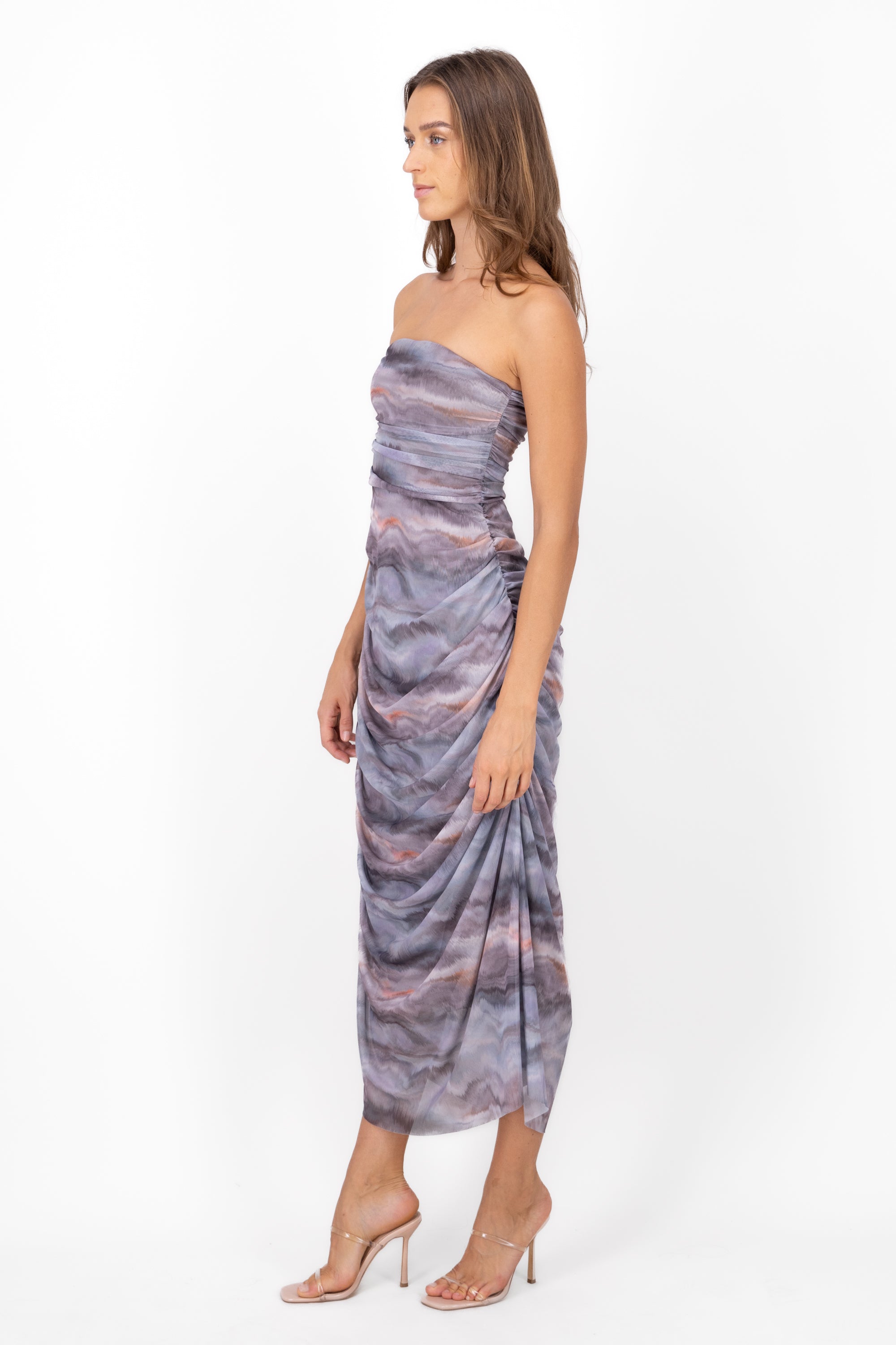 Maxi Vestido Mesh Tie Dye GRIS COMBO