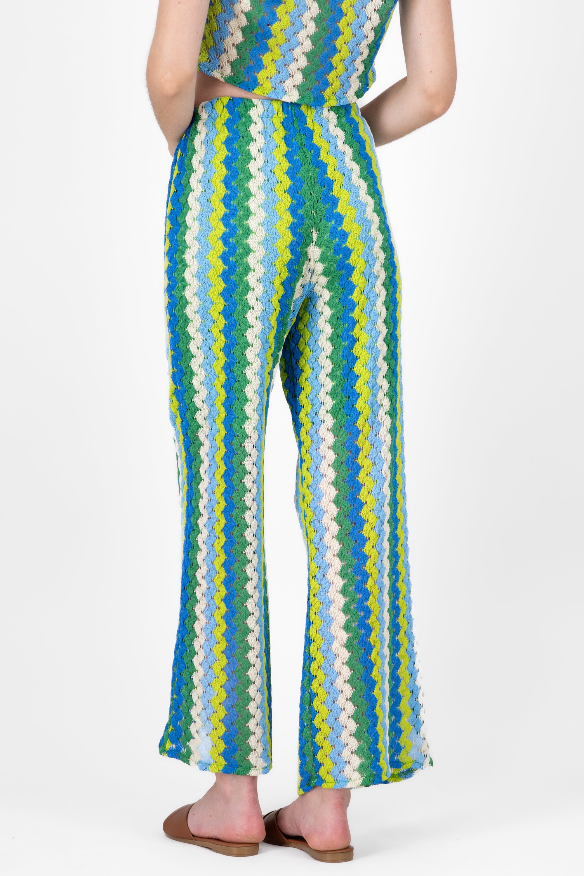 Pantalones tejidos crochet flare Hypsters AZUL COMBO