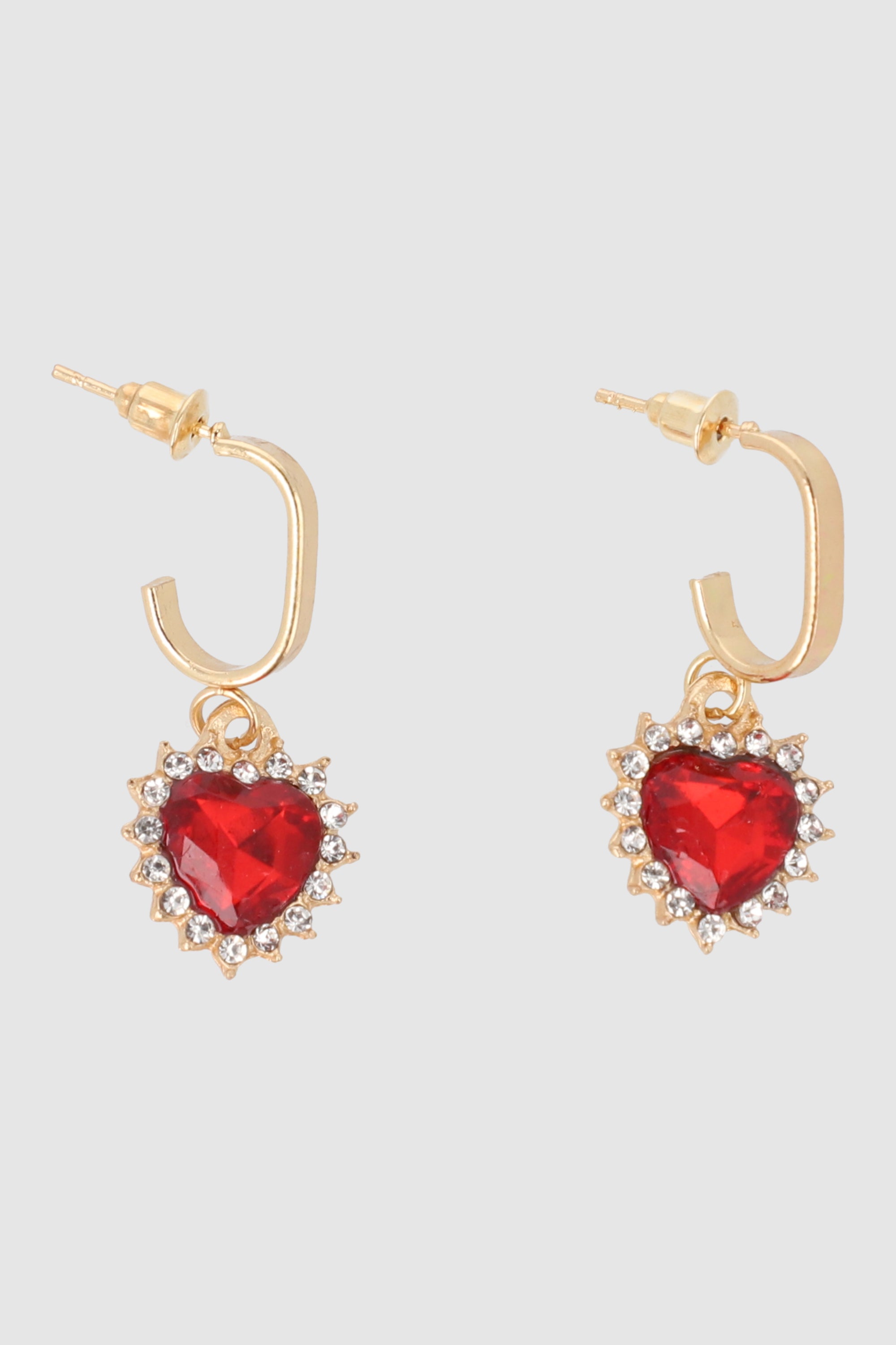 ARETES CORAZON CRISTAL BRILLOS ROJO