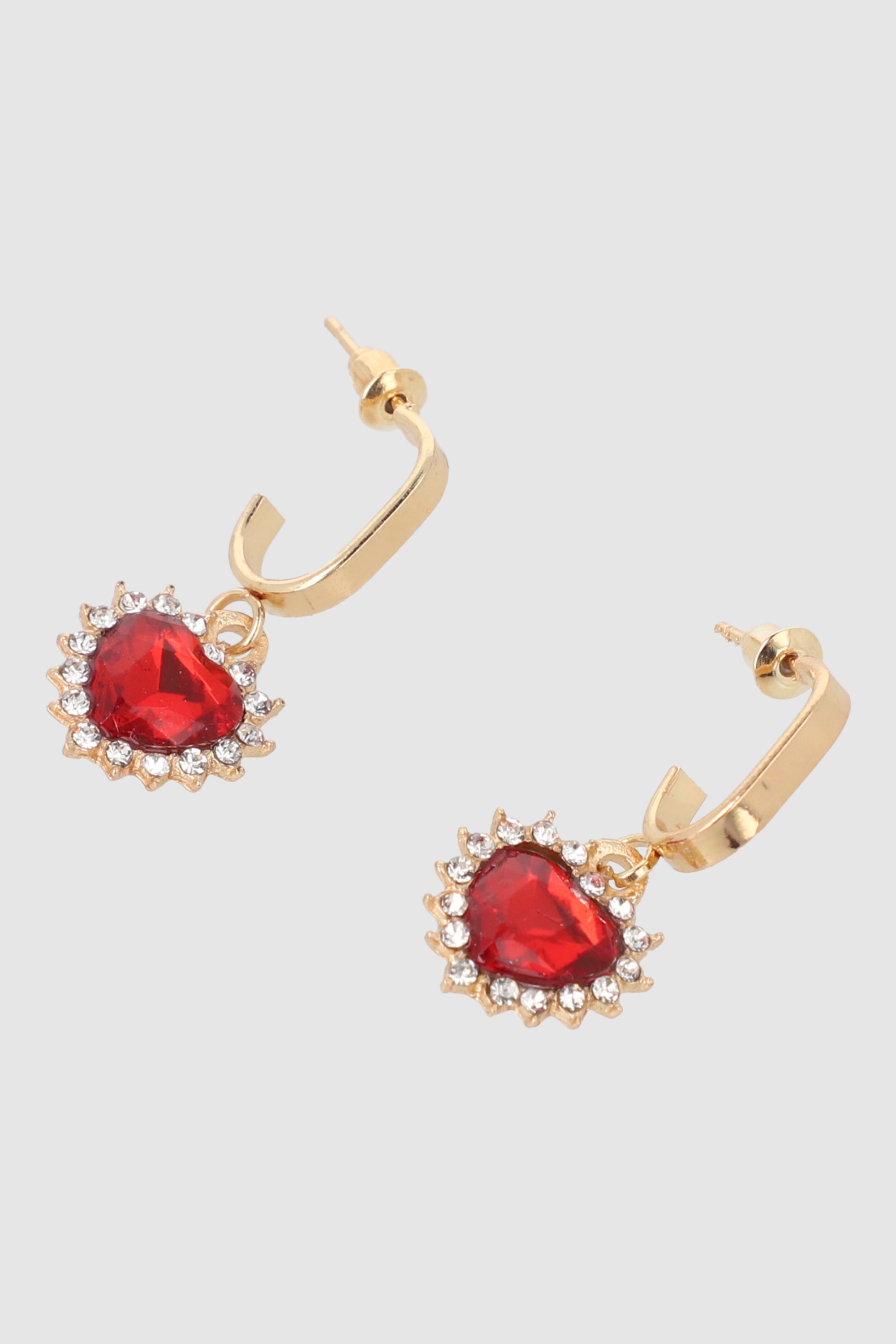 ARETES CORAZON CRISTAL BRILLOS ROJO