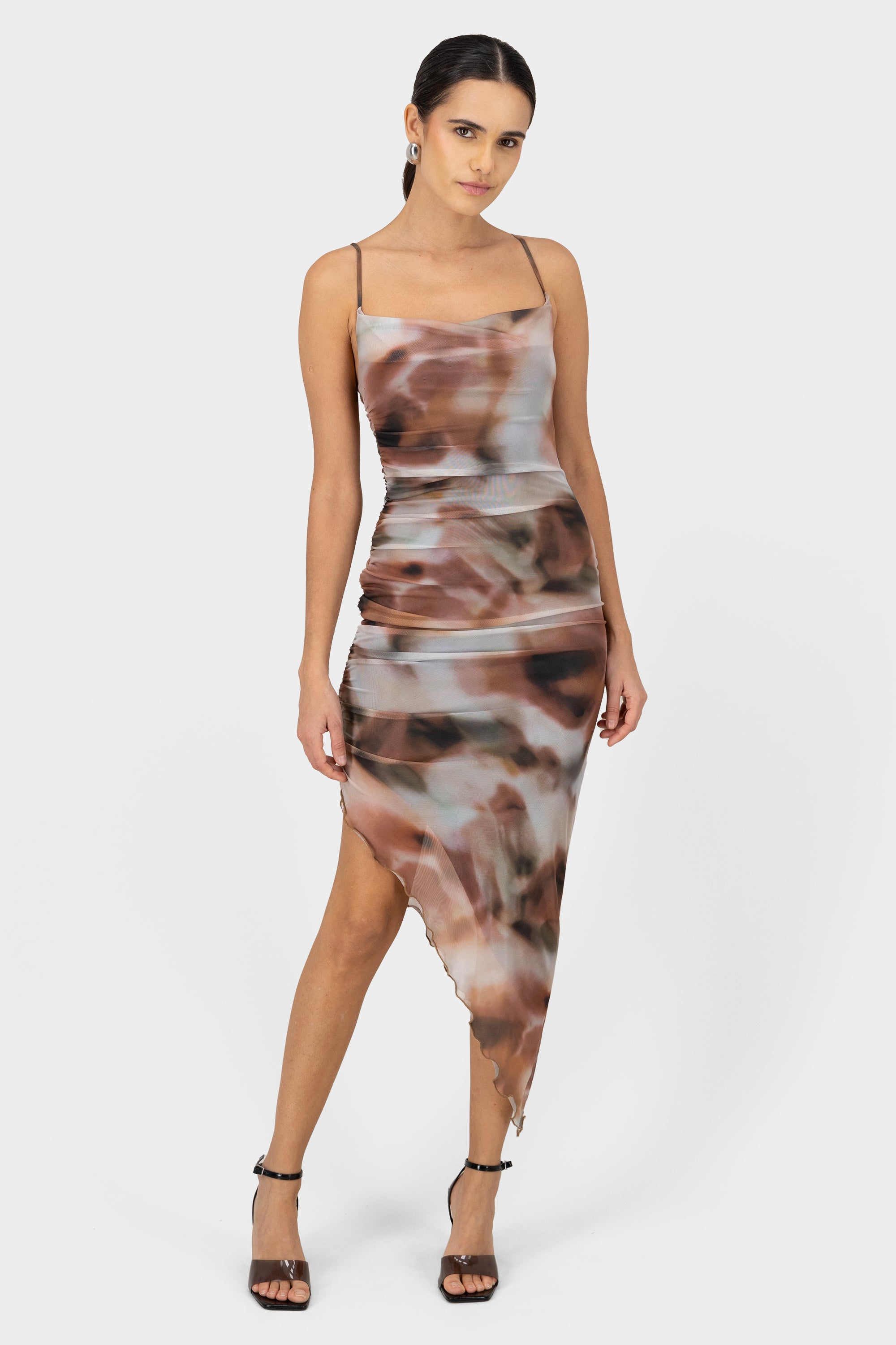 Vestido maxi mesh tie dye CAFE COMBO