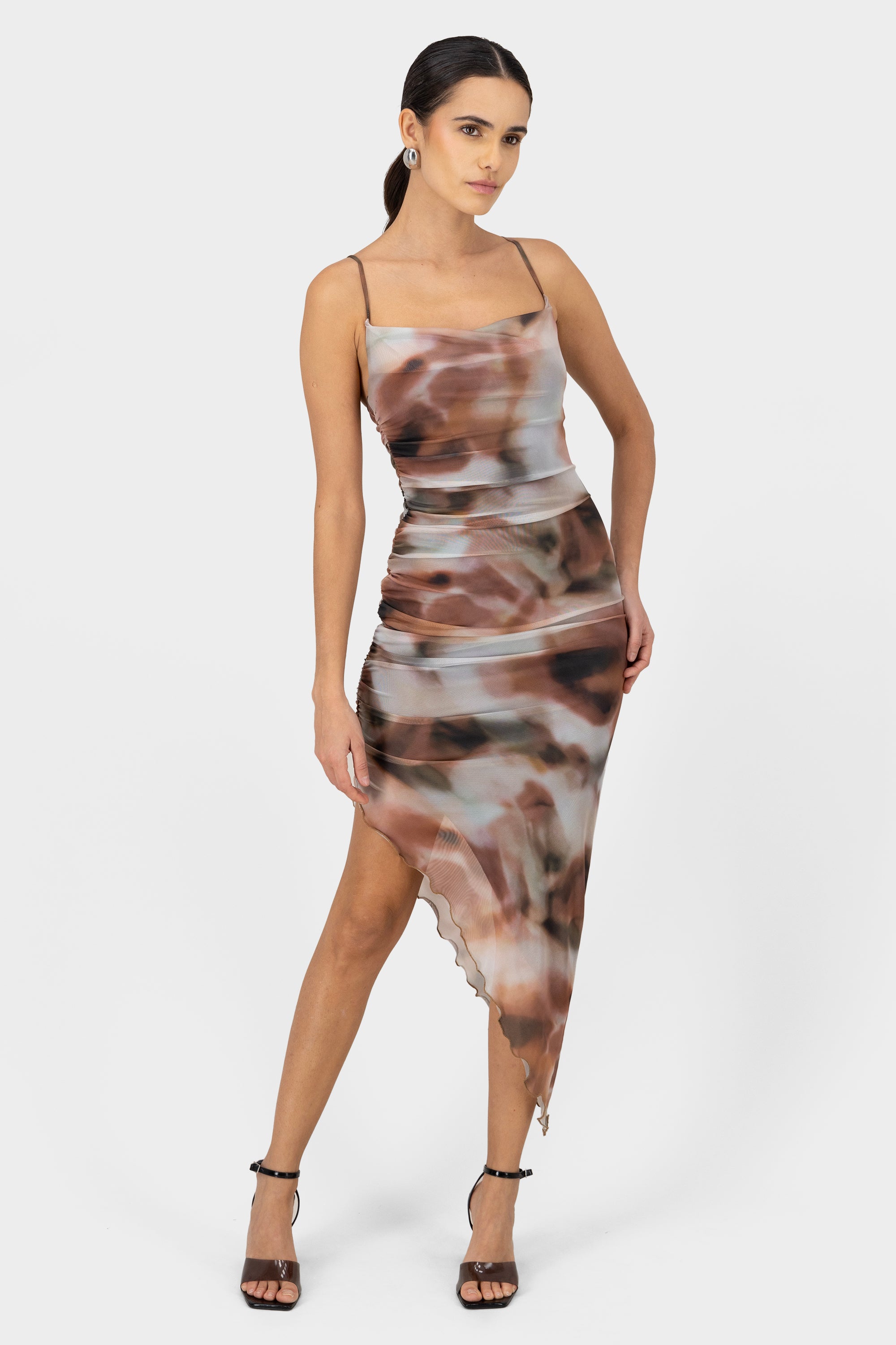 Vestido maxi mesh tie dye CAFE COMBO