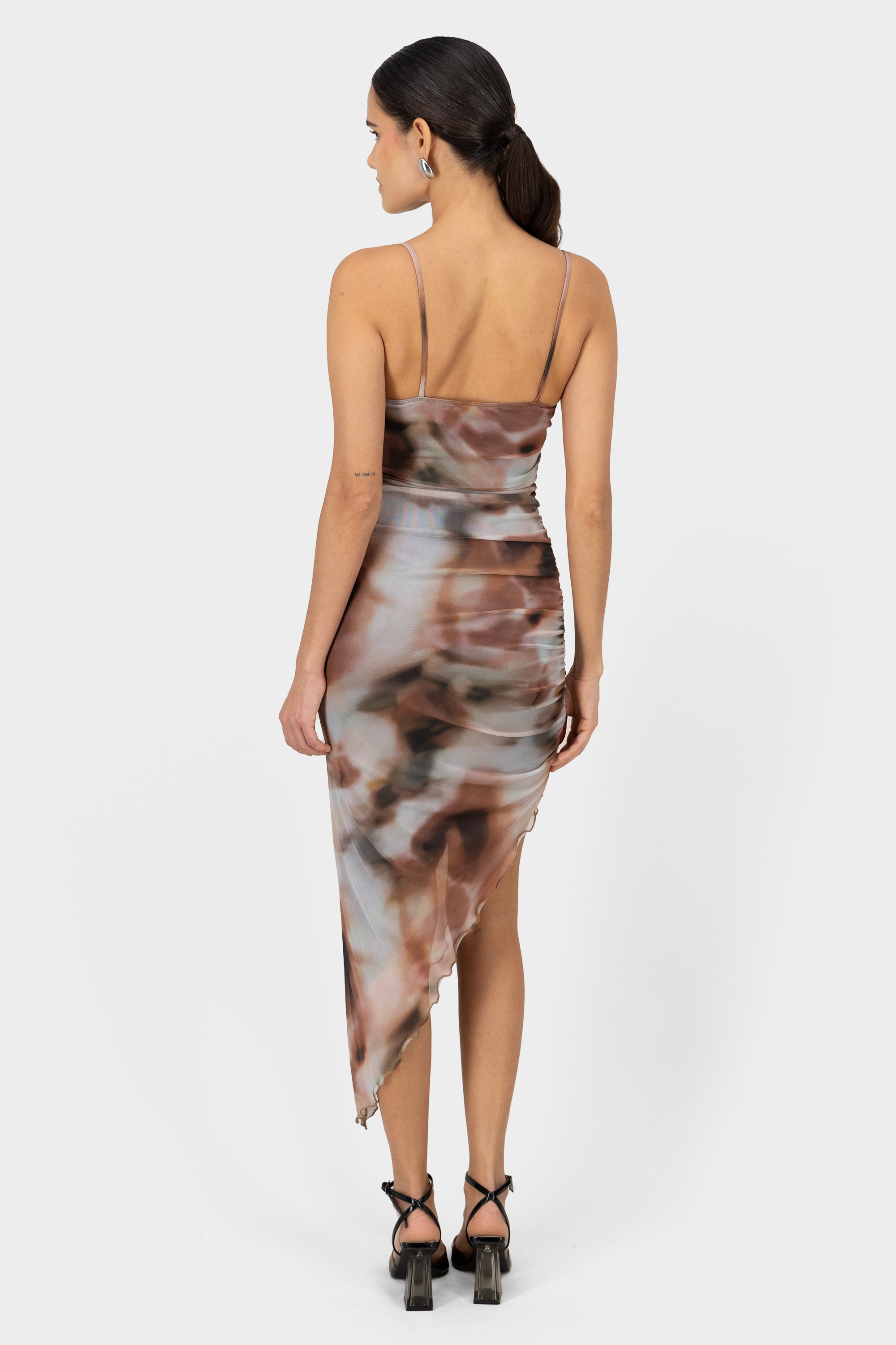 Vestido maxi mesh tie dye CAFE COMBO