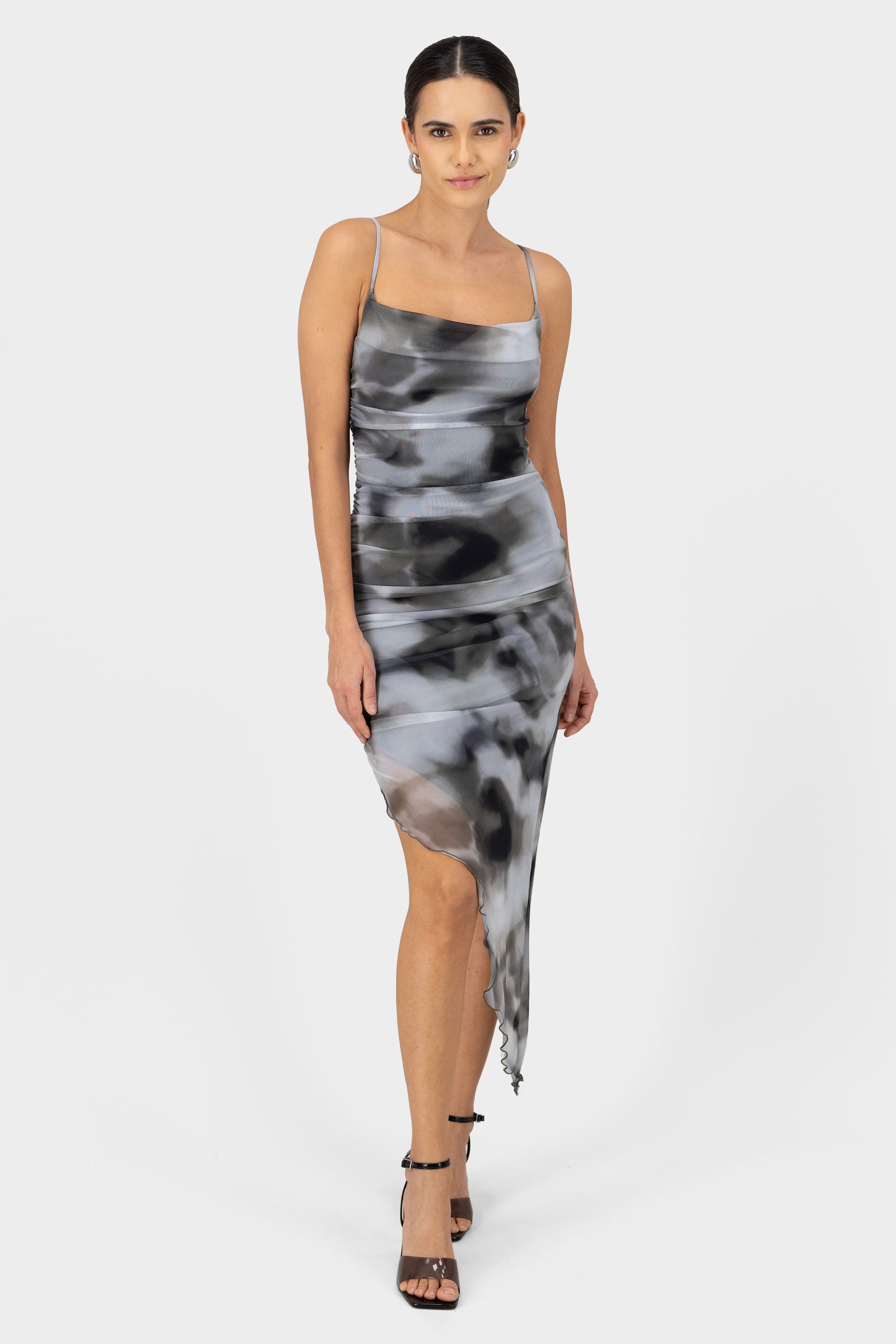 Vestido maxi mesh tie dye NEGRO COMBO