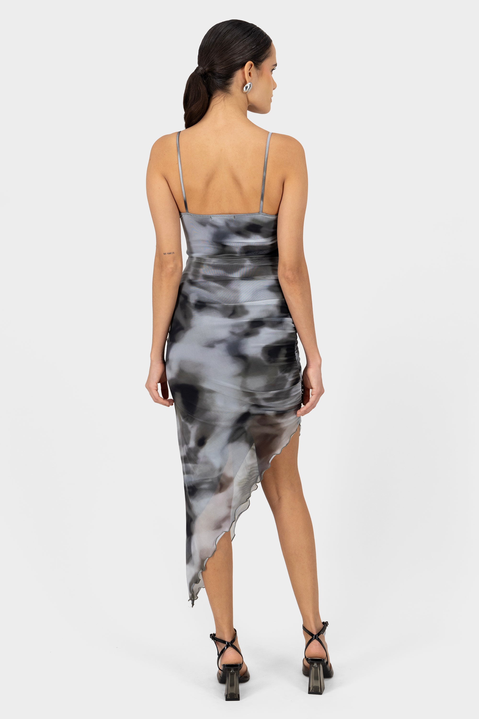 Vestido maxi mesh tie dye NEGRO COMBO