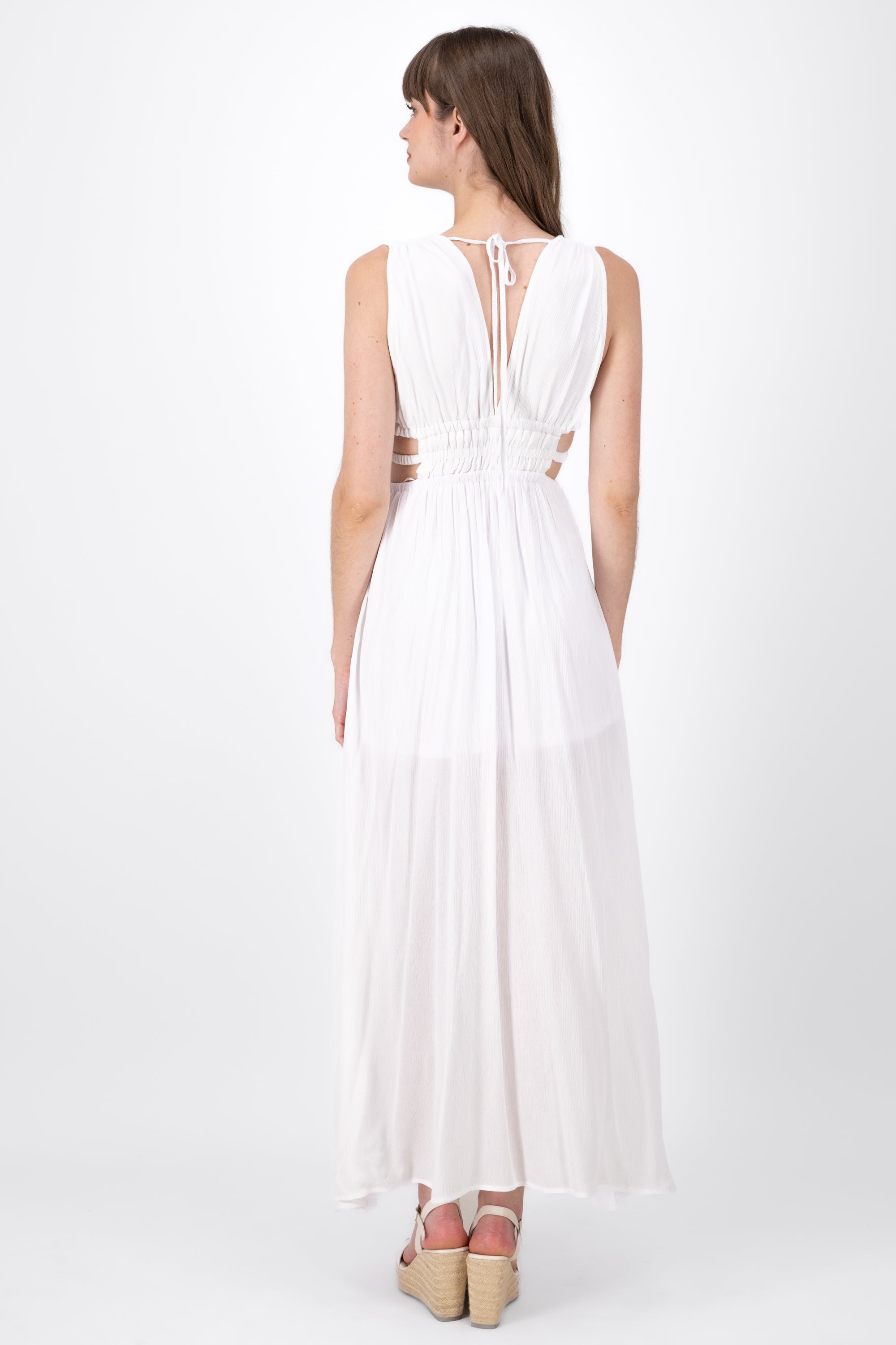 Vestido Maxi Con Detalle De Cut Outs Liso BLANCO