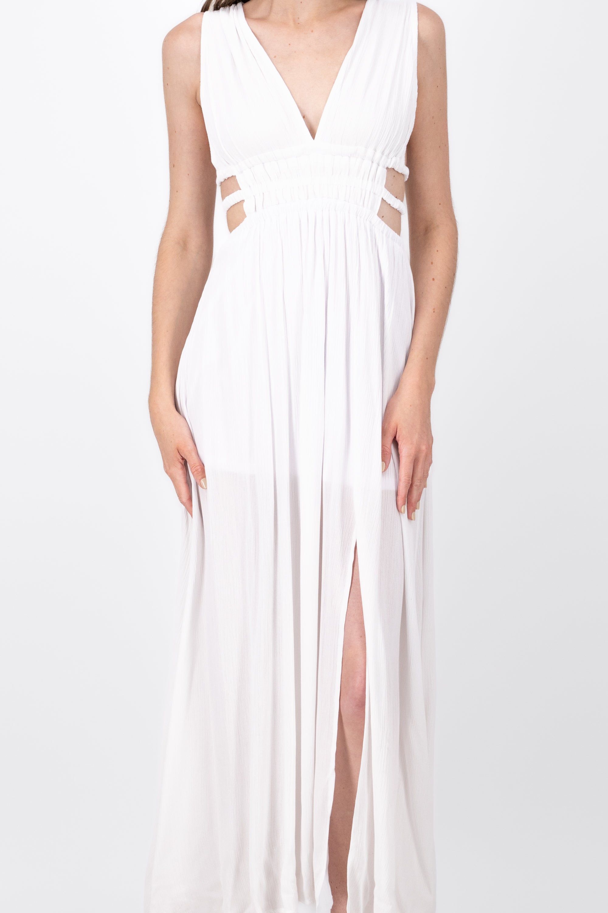 Vestido Maxi Con Detalle De Cut Outs Liso BLANCO