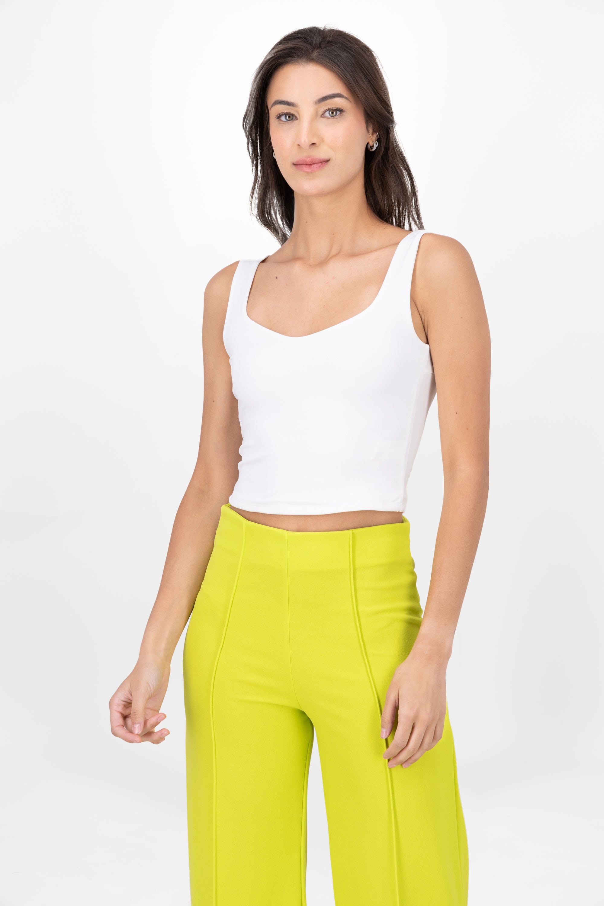 Top Con Tirantes Cropped Liso BLANCO