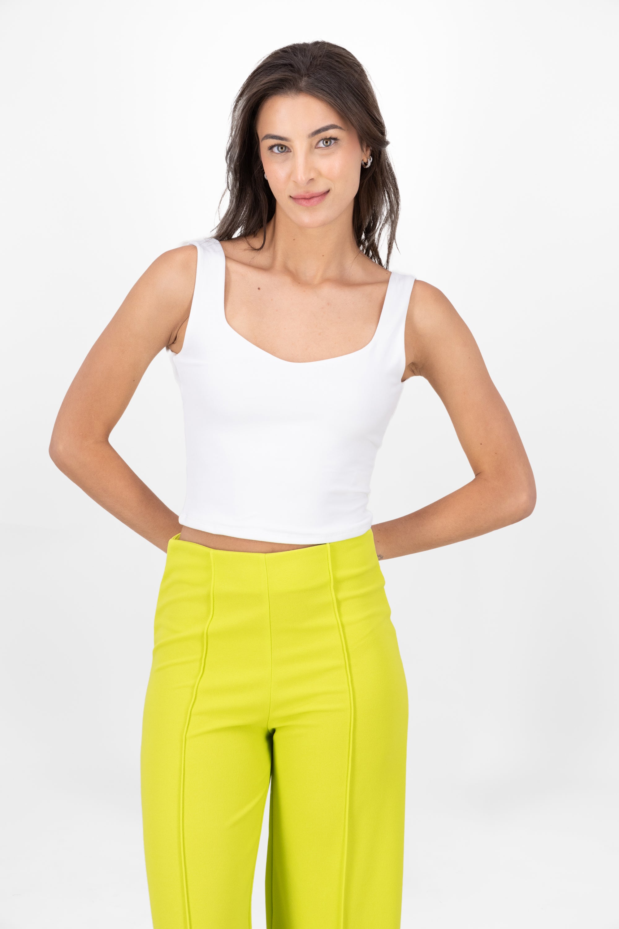 Top Con Tirantes Cropped Liso BLANCO