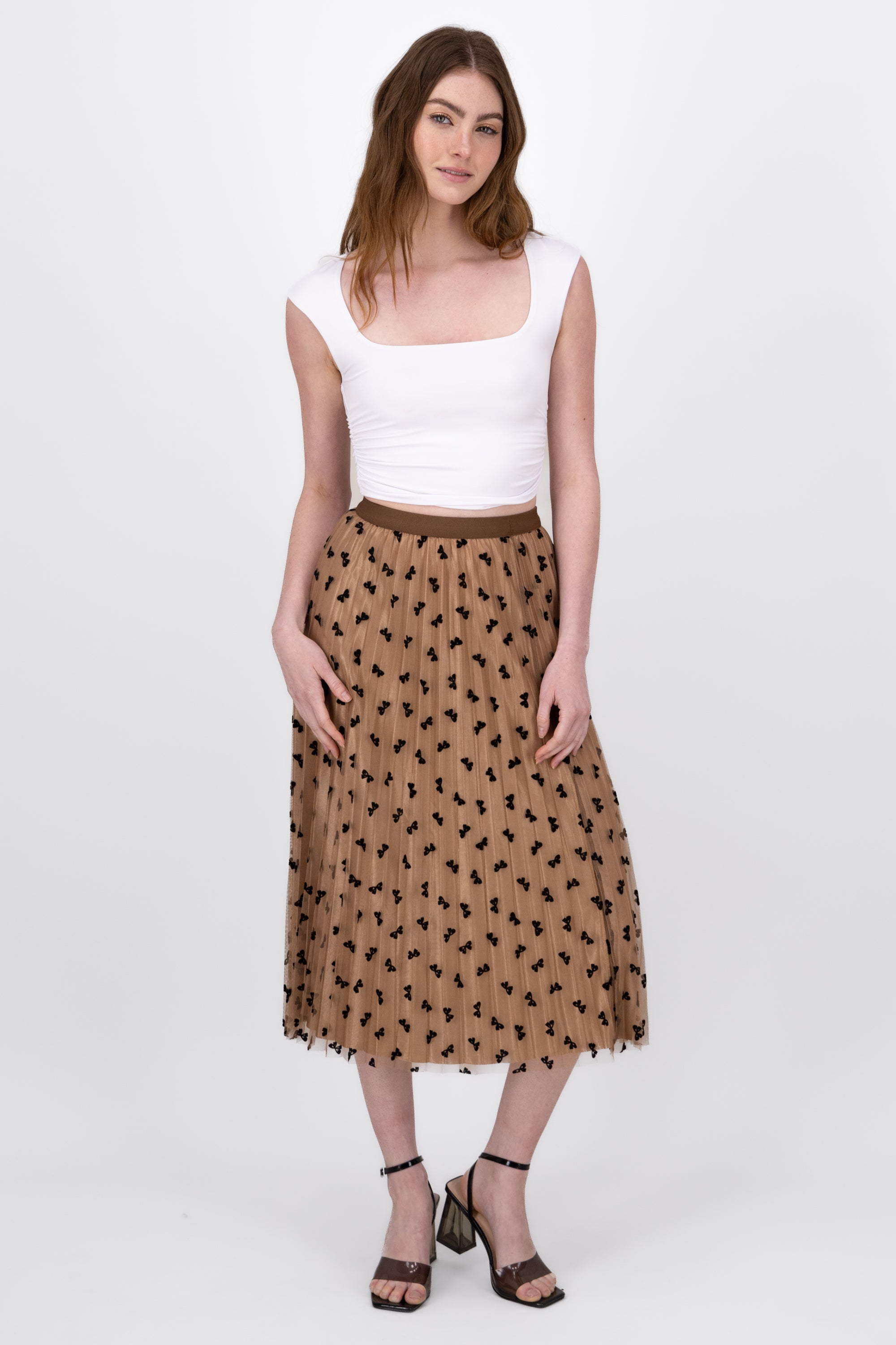 MIDI MESH MONO skirt Khaki