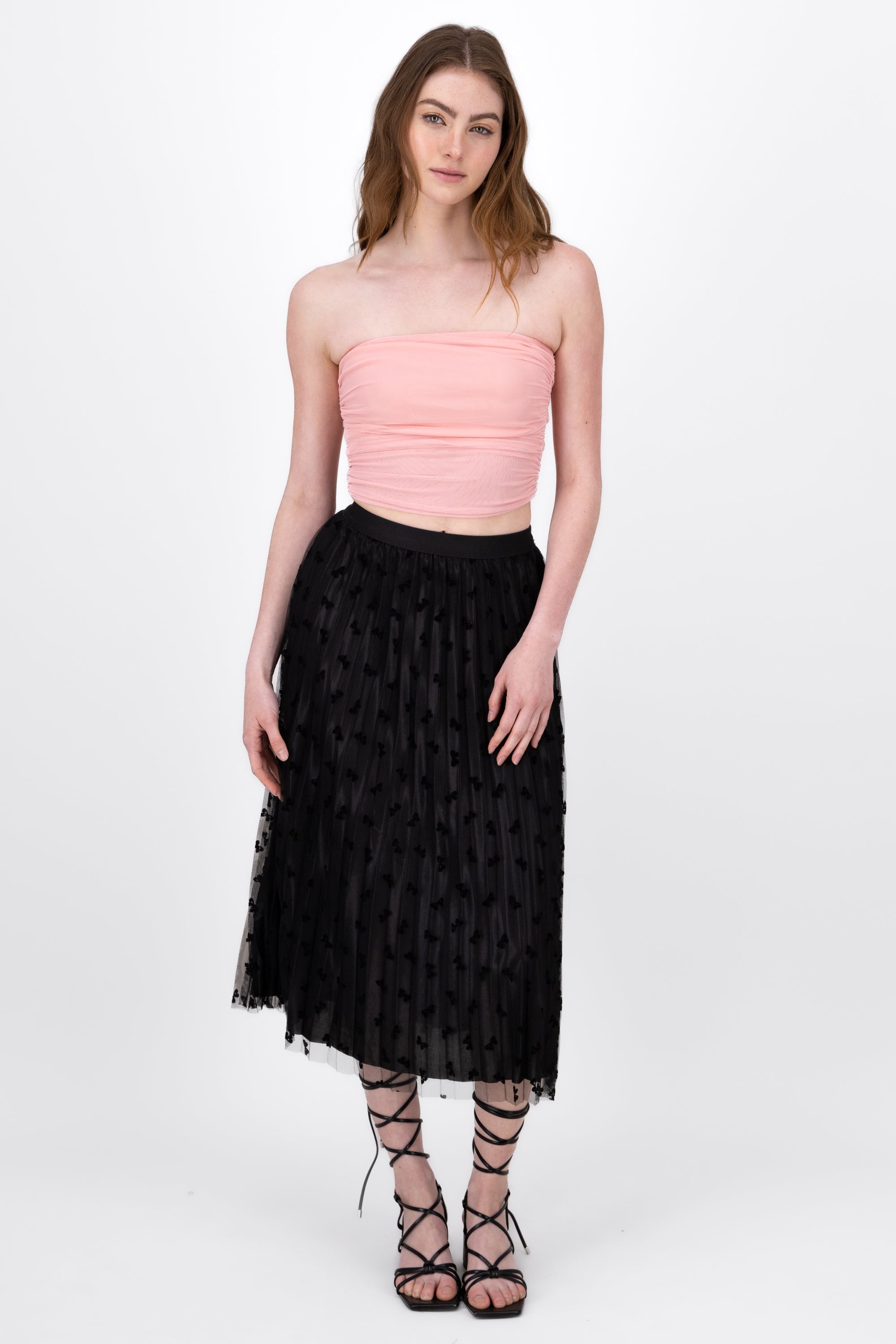 MIDI MESH MONO skirt BLACK