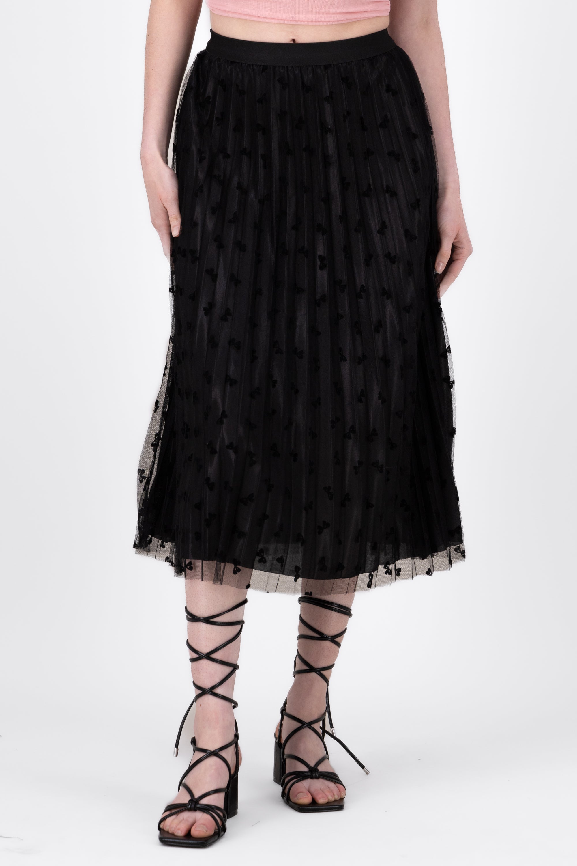 MIDI MESH MONO skirt BLACK