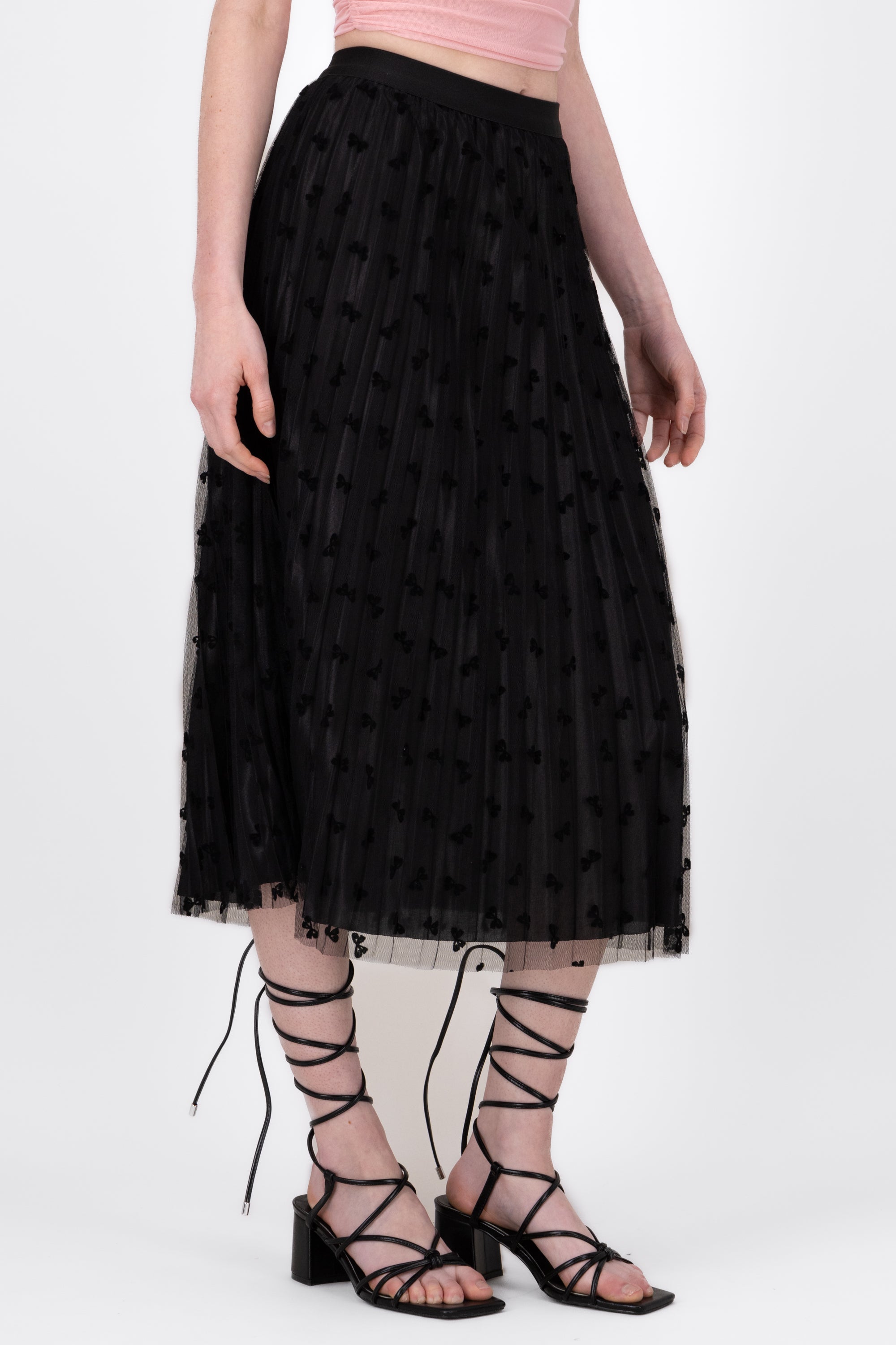 MIDI MESH MONO skirt BLACK