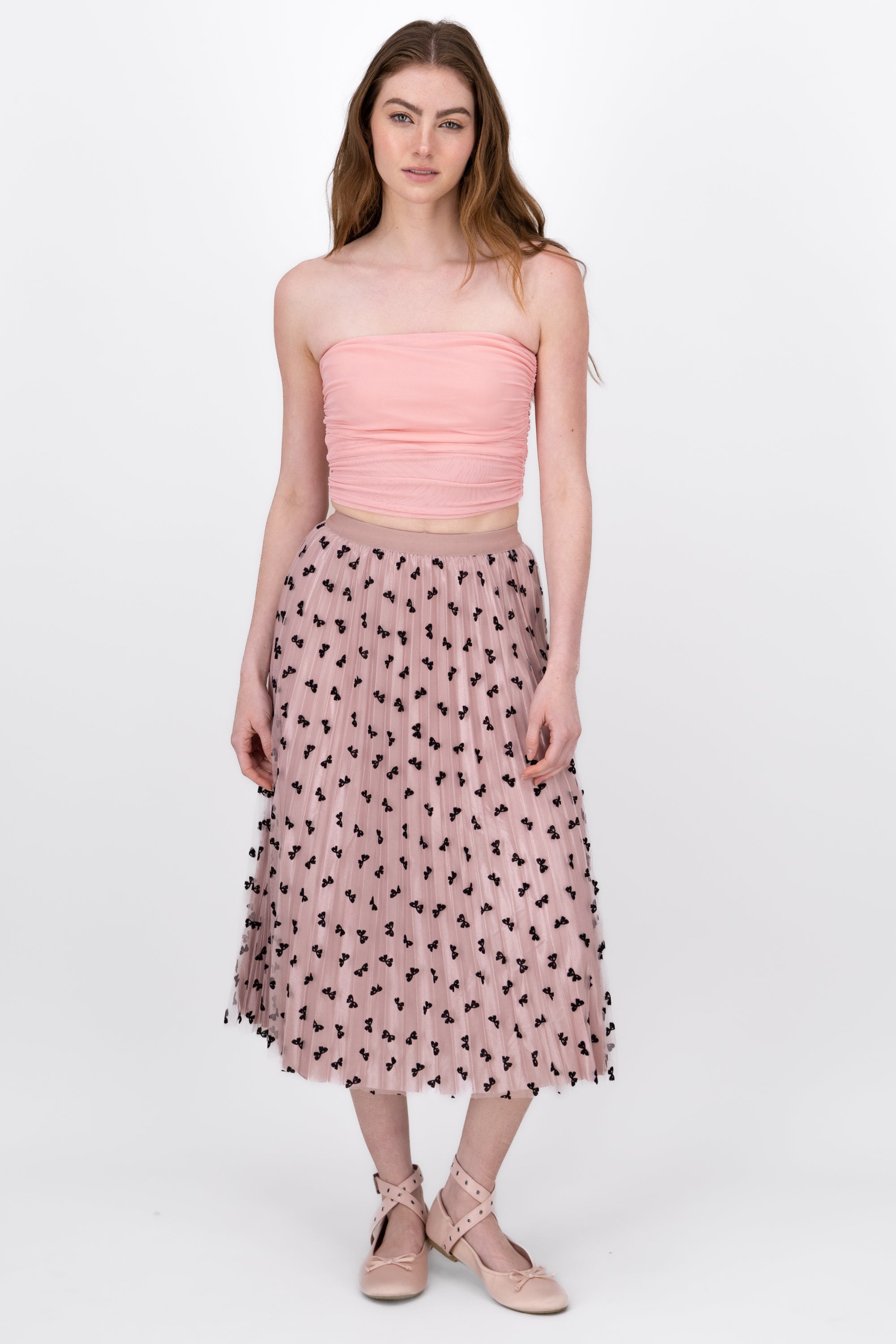 MIDI MESH MONO skirt MALLOW