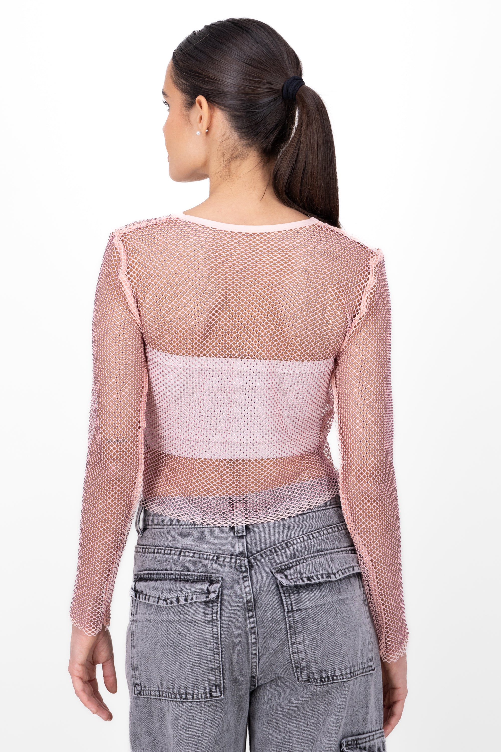 Top de red de brillos ROSA