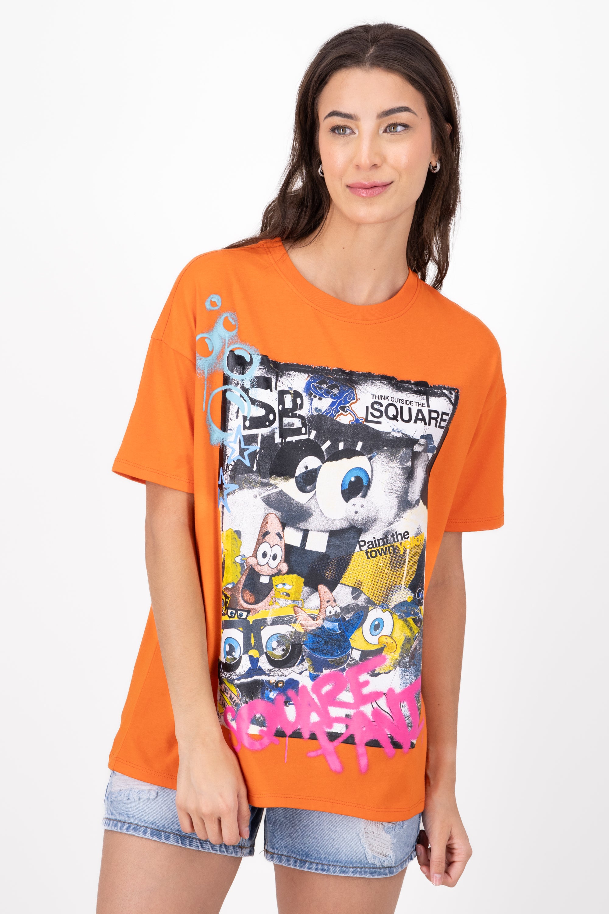 Playera over bob esponja NARANJA