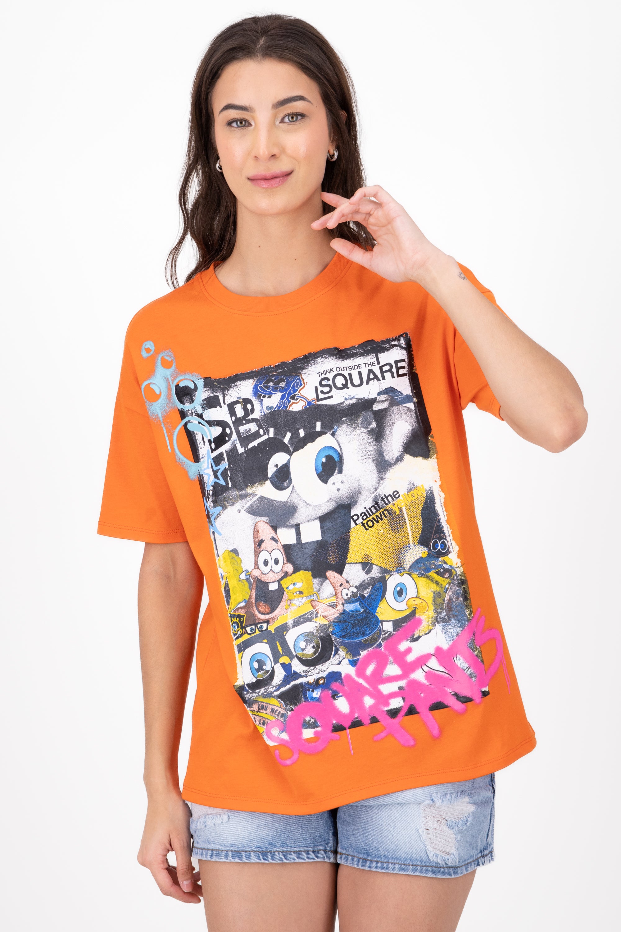 Playera over bob esponja NARANJA