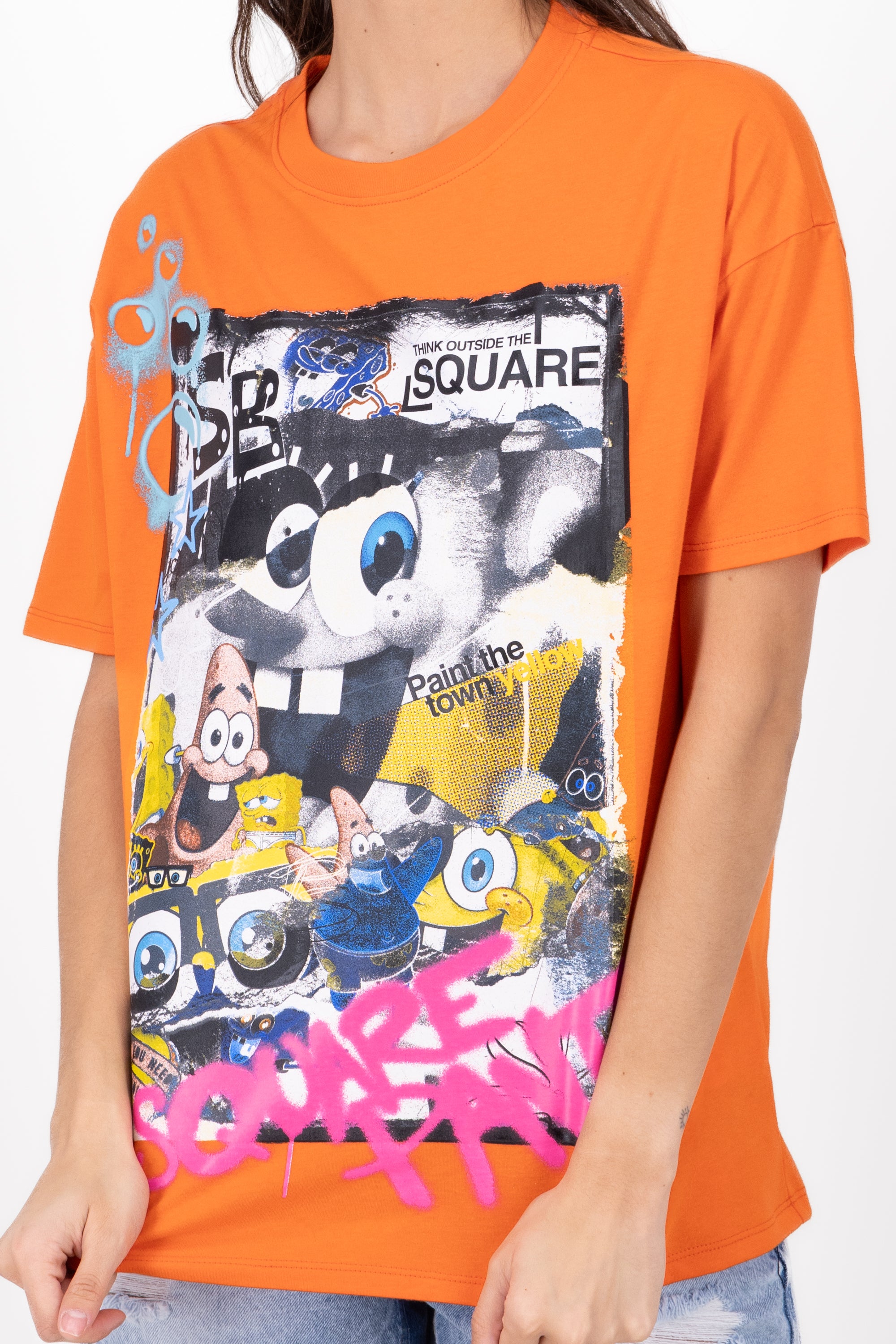 Playera over bob esponja NARANJA