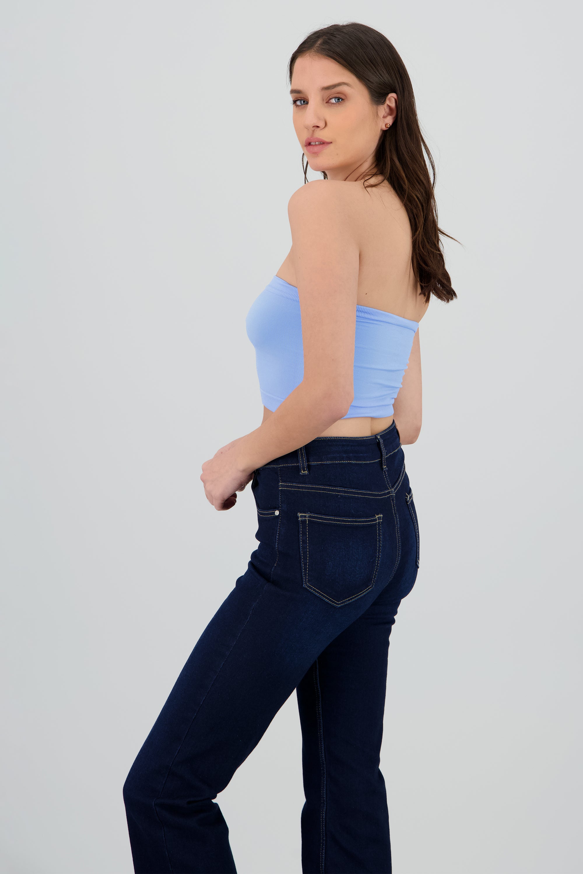Top strapless liso AZUL PASTEL