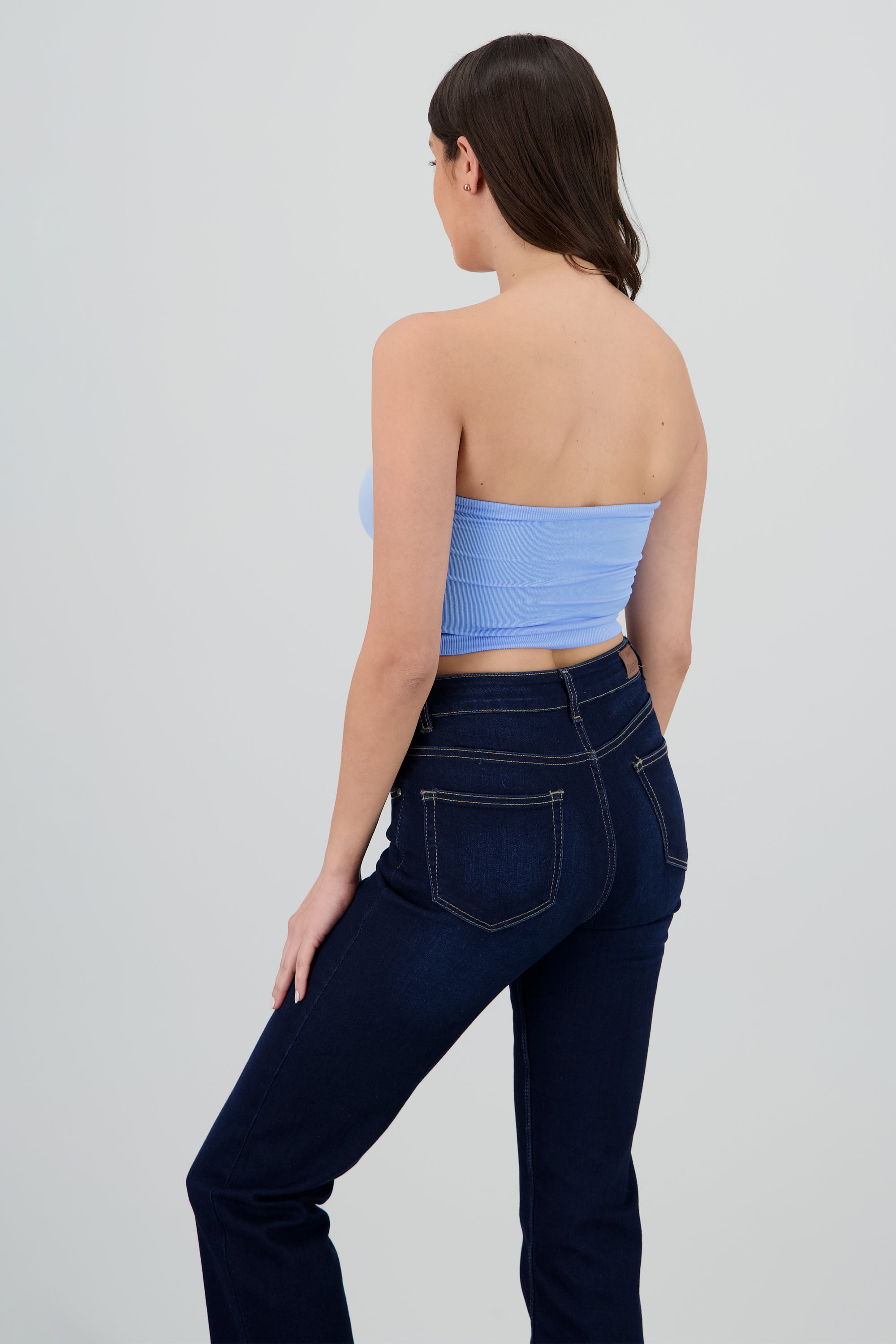 Top strapless liso AZUL PASTEL