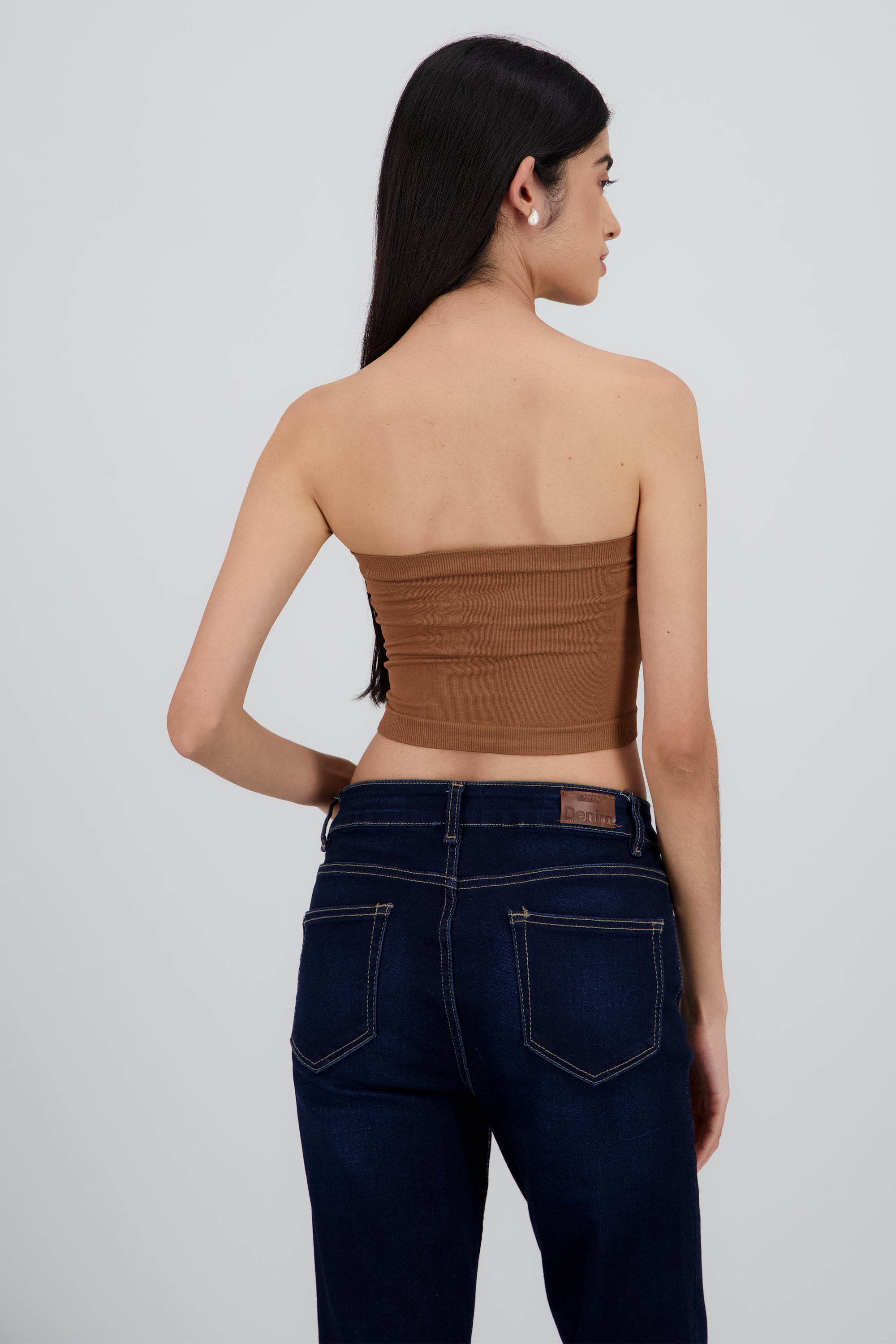 Top strapless liso KHAKI