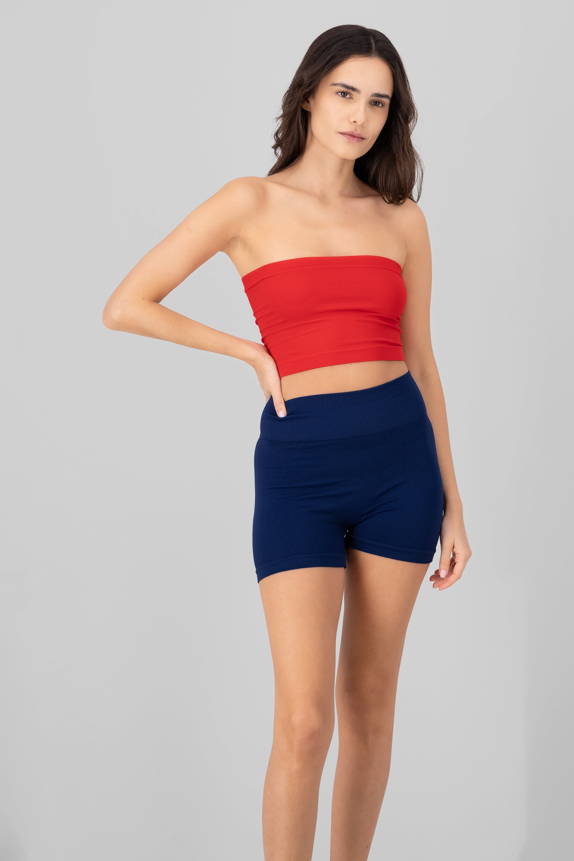 Top strapless smooth RED