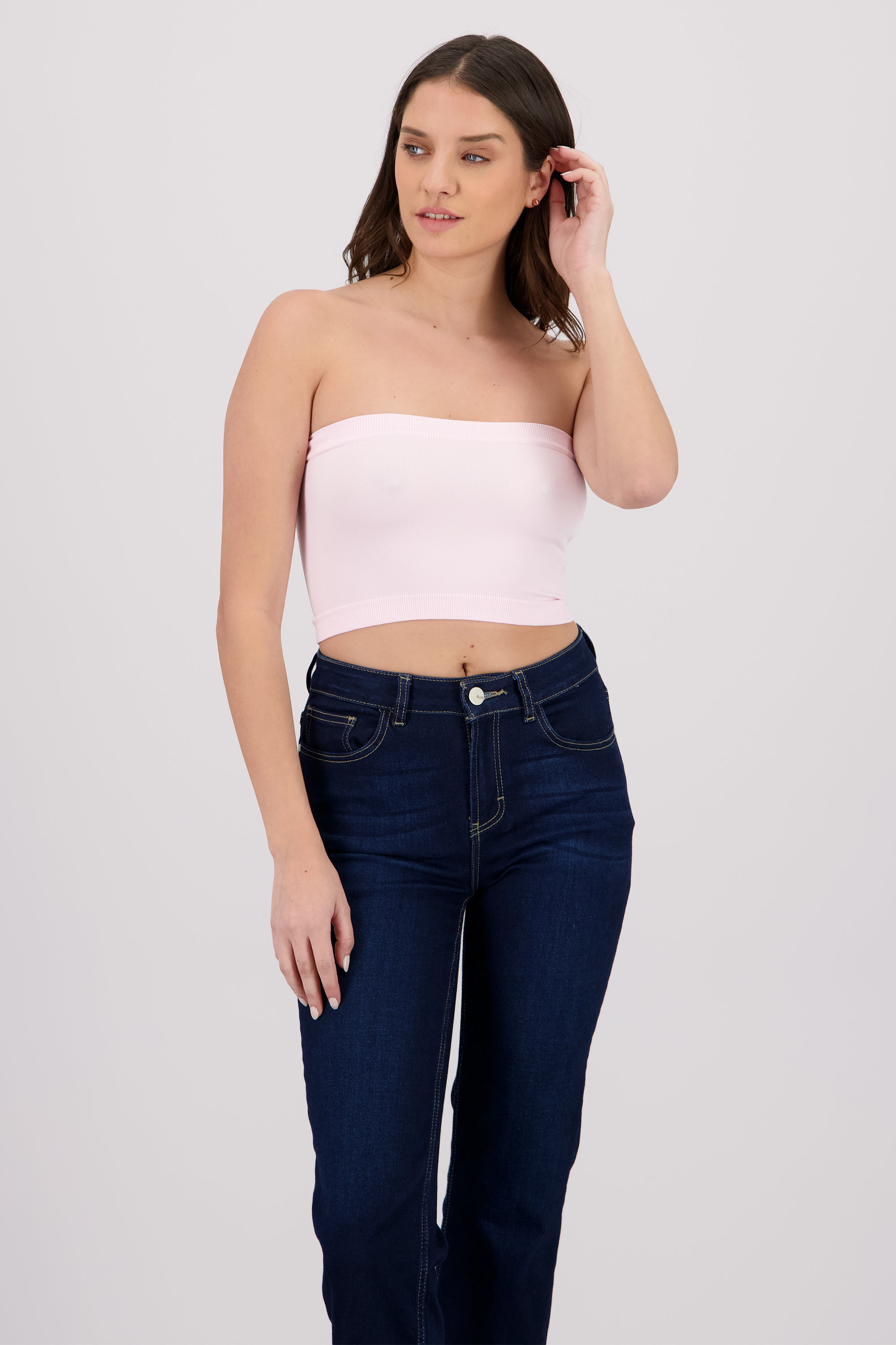 Top strapless liso ROSA PASTEL