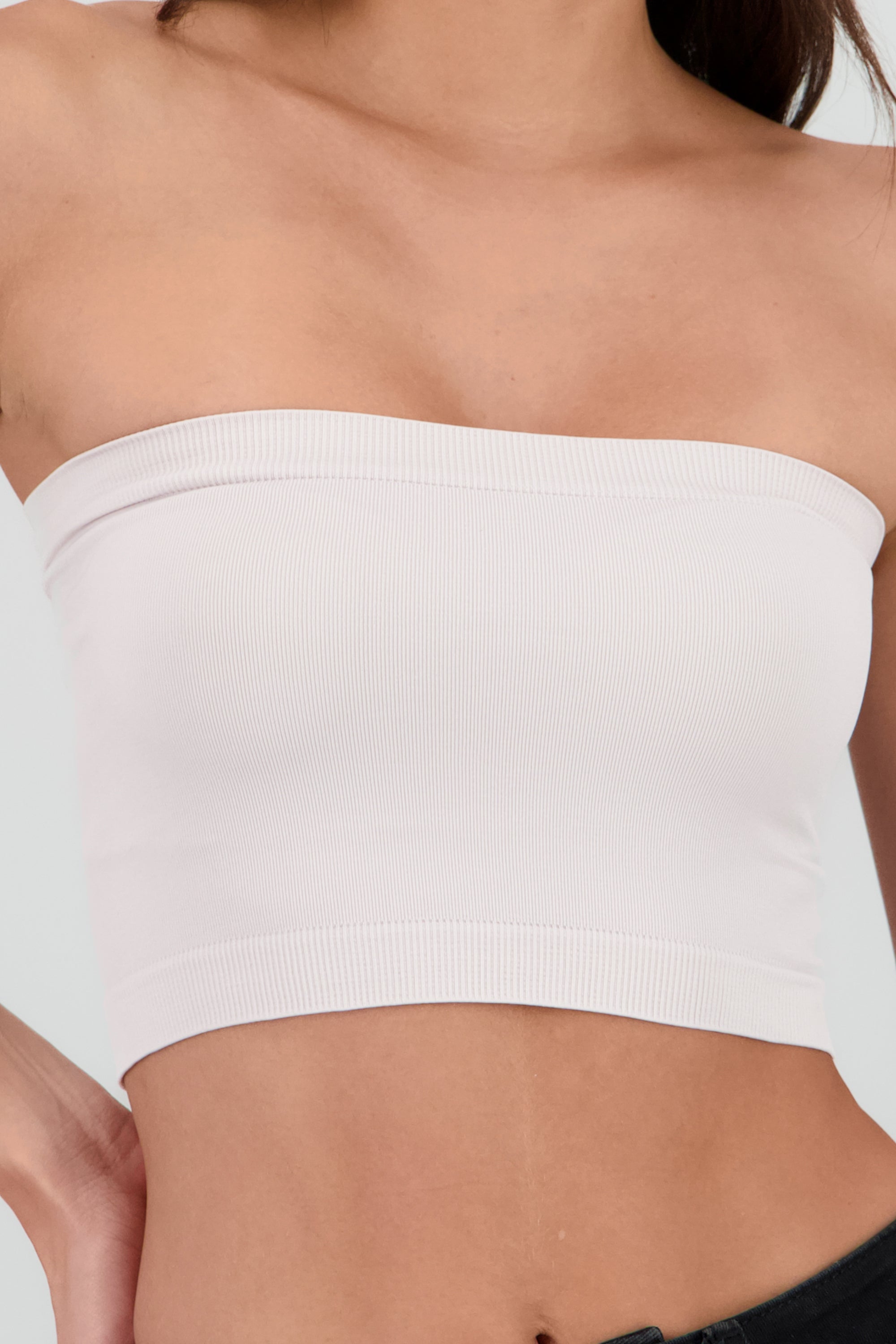 Top strapless liso GREIGE