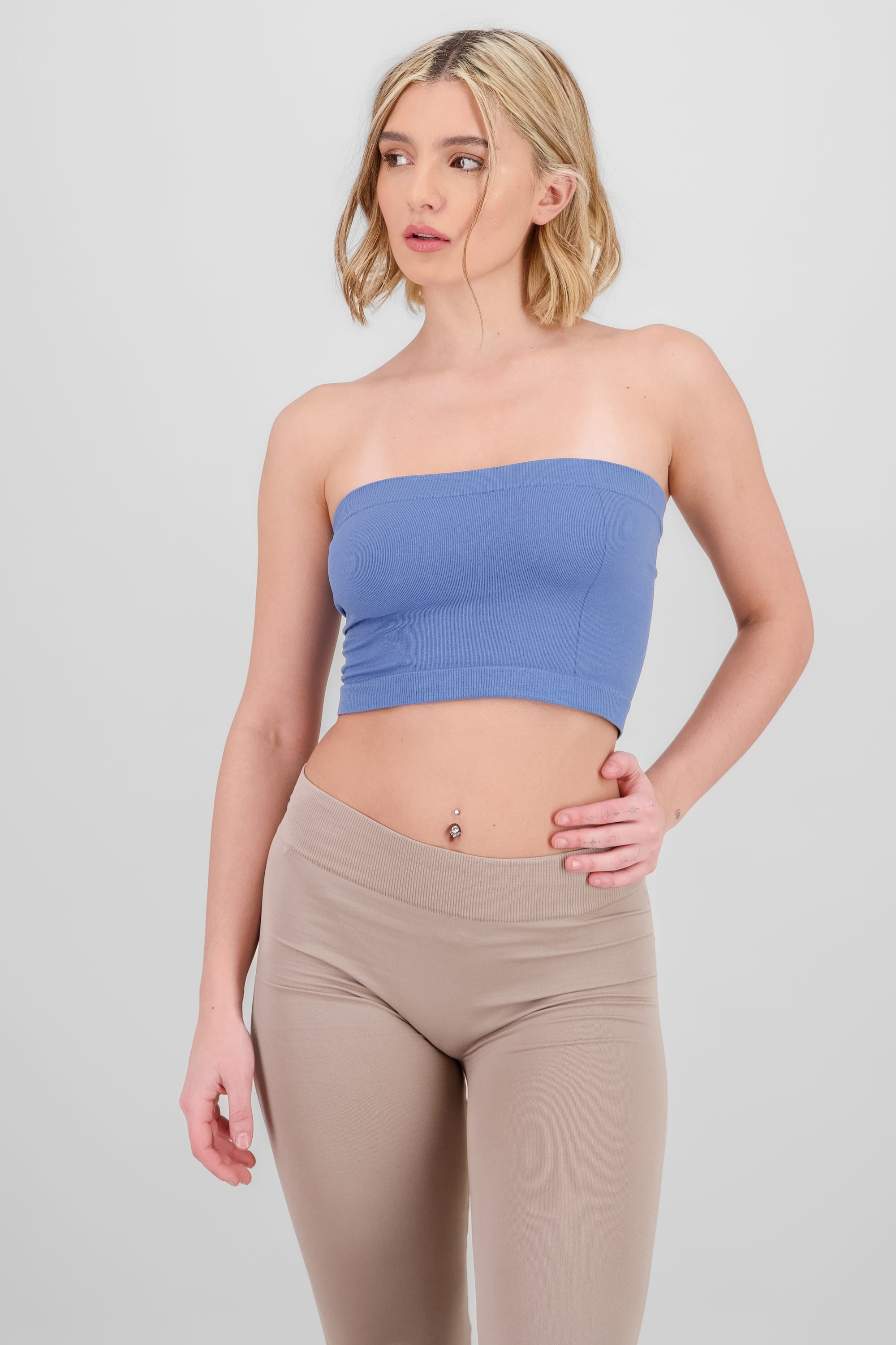 Top strapless liso INDIGO