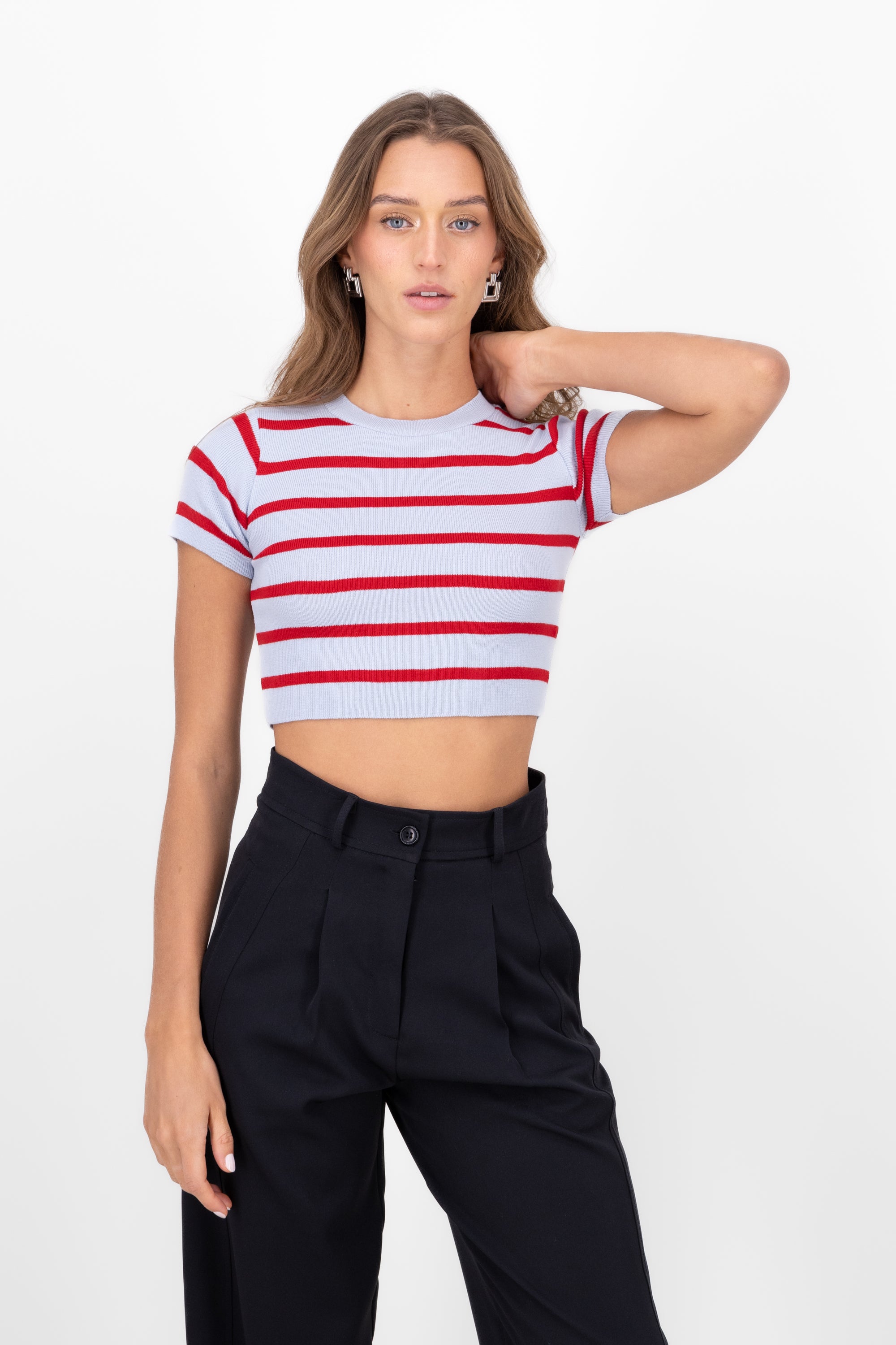 Top fabric m/c Raya thin contrast color Hyps Combo blue