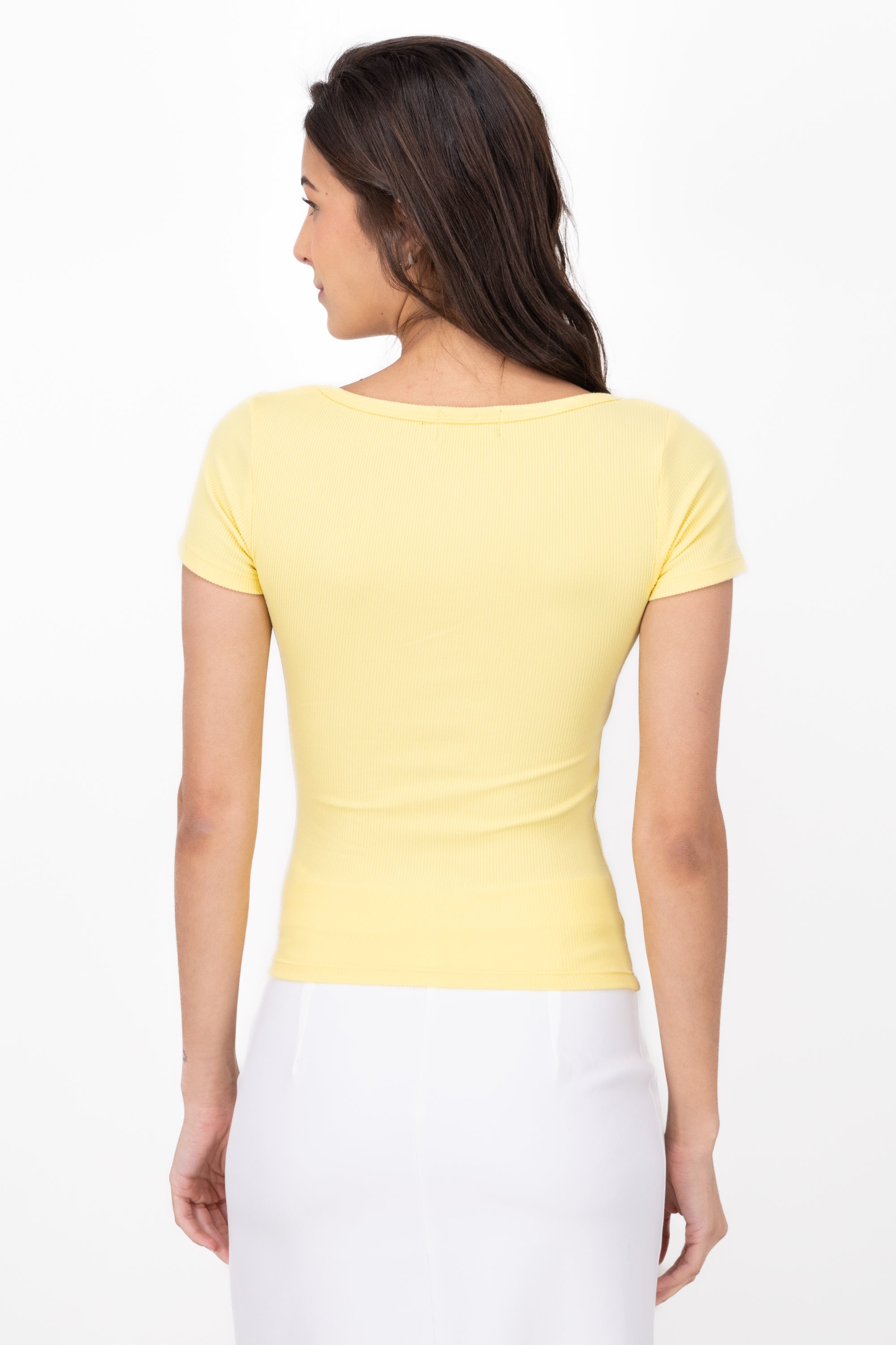 Top Rib Soft Short Sleeve Square Hypsters Pastel yellow