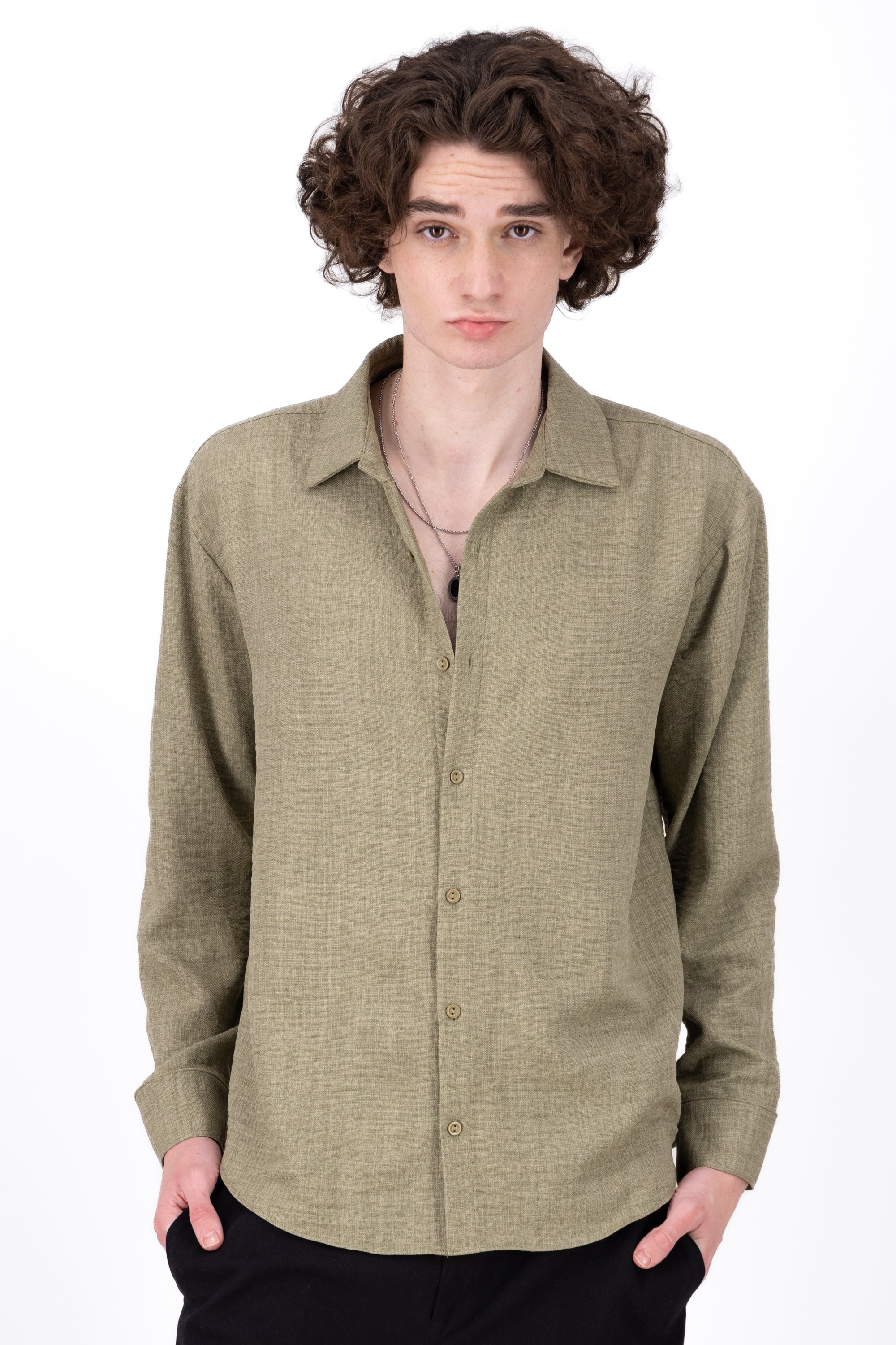 Long manga shirt Loose GREEN