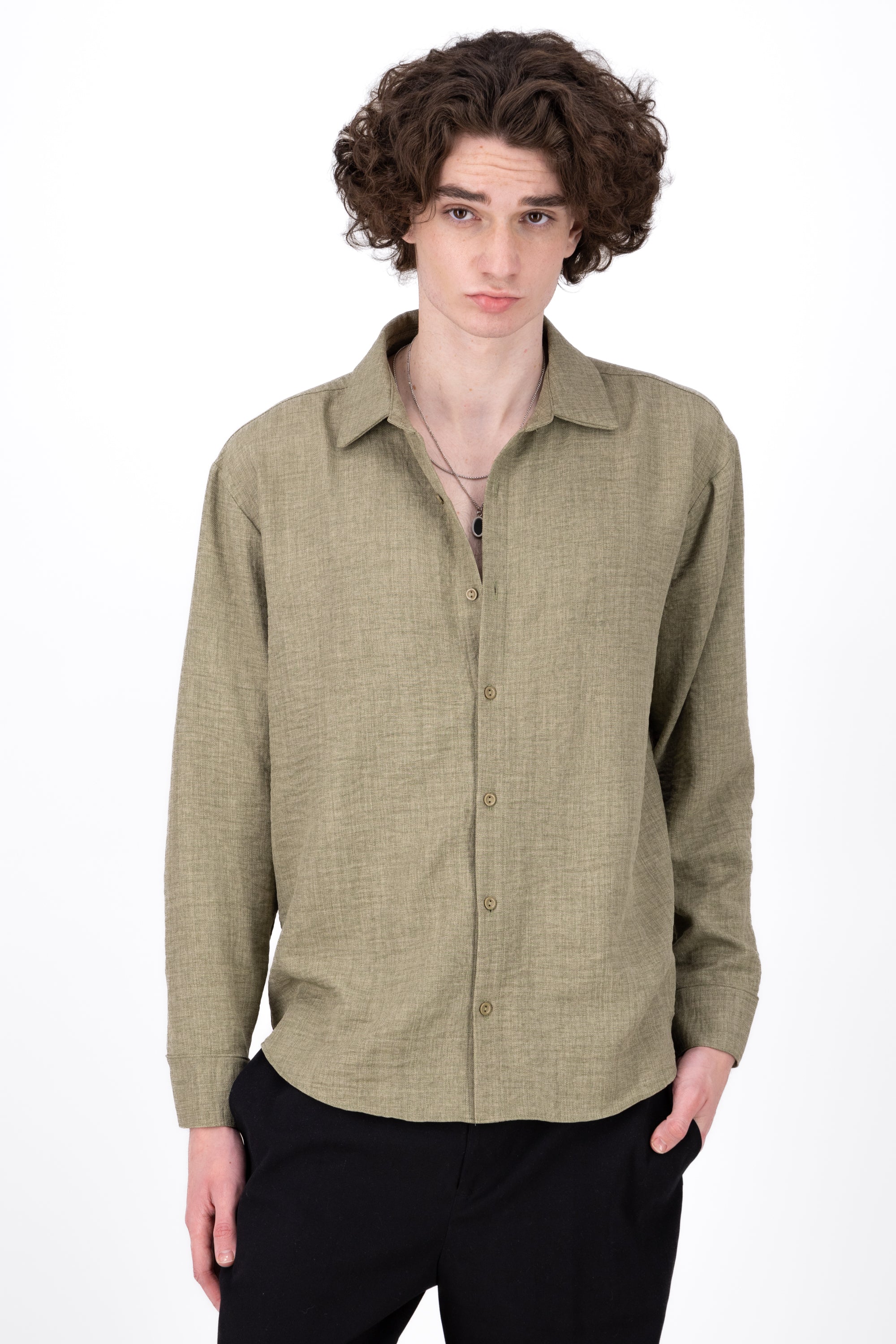 Long manga shirt Loose GREEN