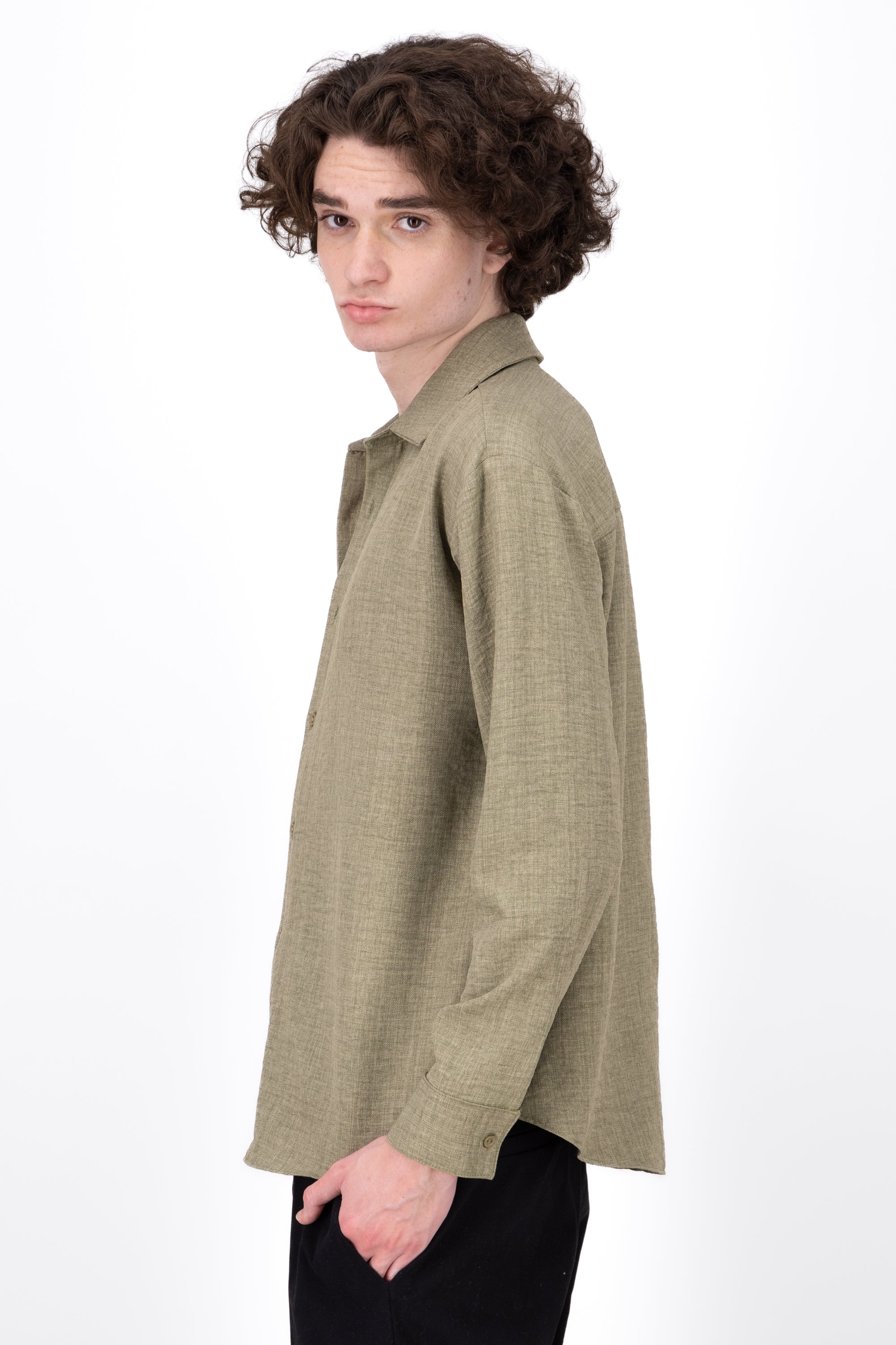 Long manga shirt Loose GREEN