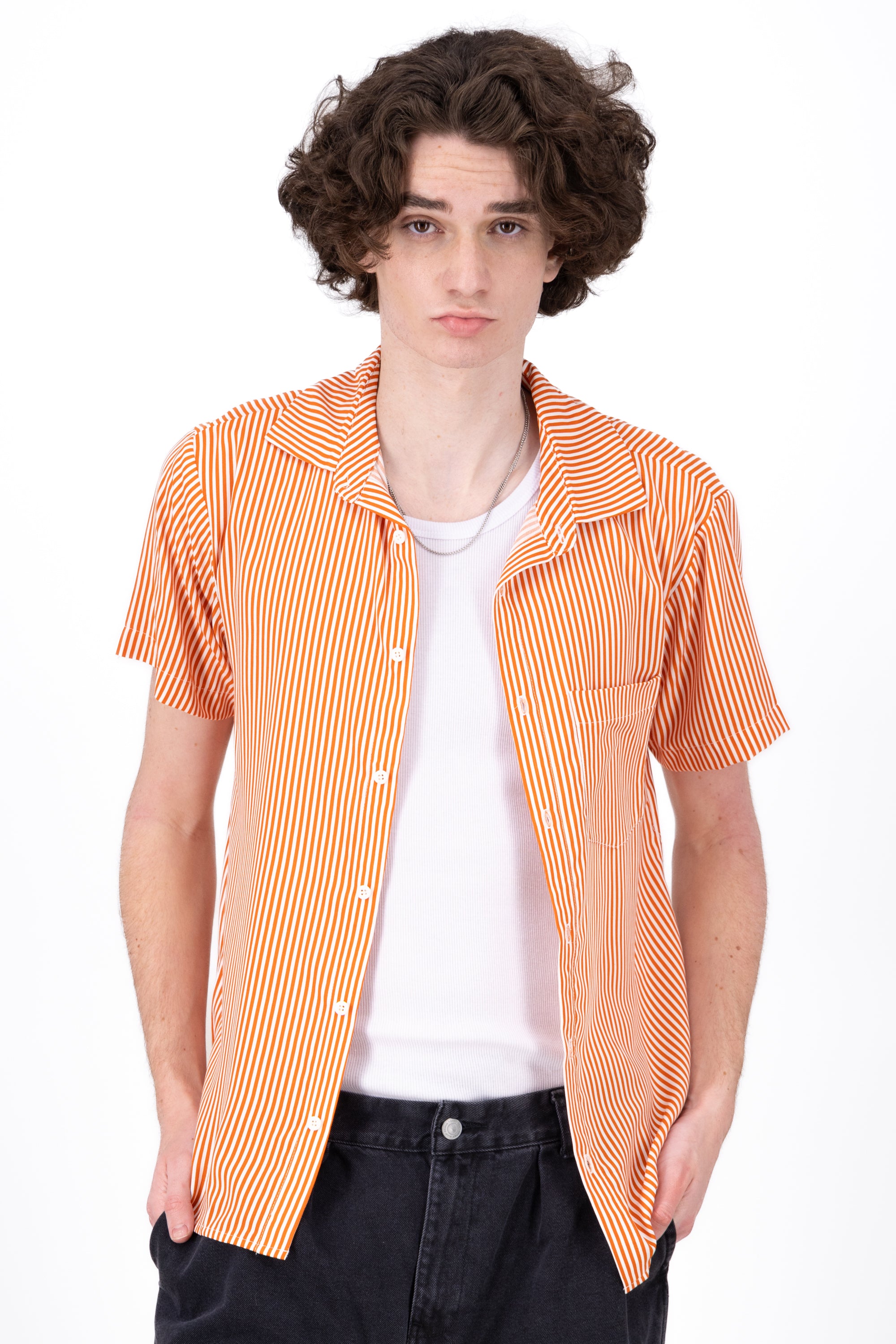 Short manga shirt stripes Combo orange