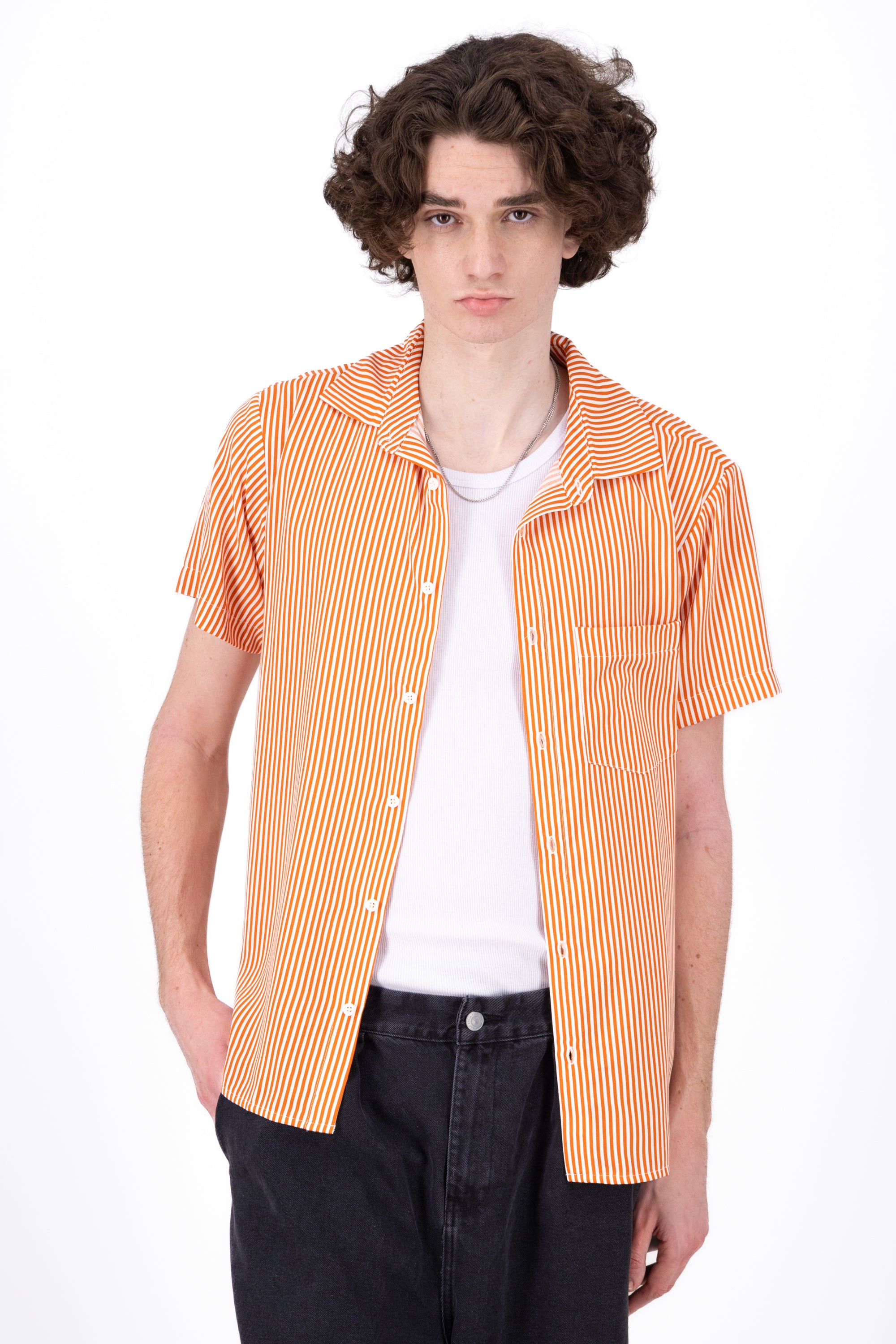 Short manga shirt stripes Combo orange