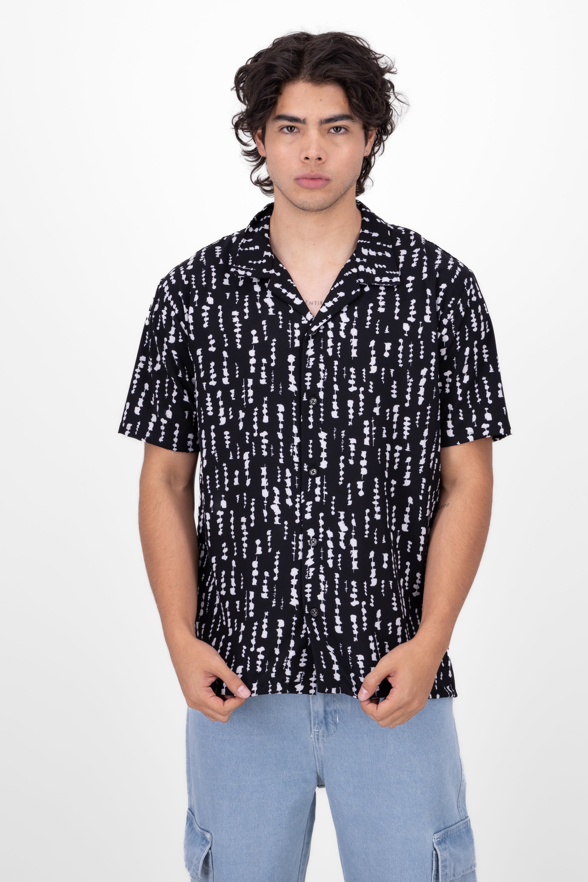 Short manga shirt Pattern Black Combo