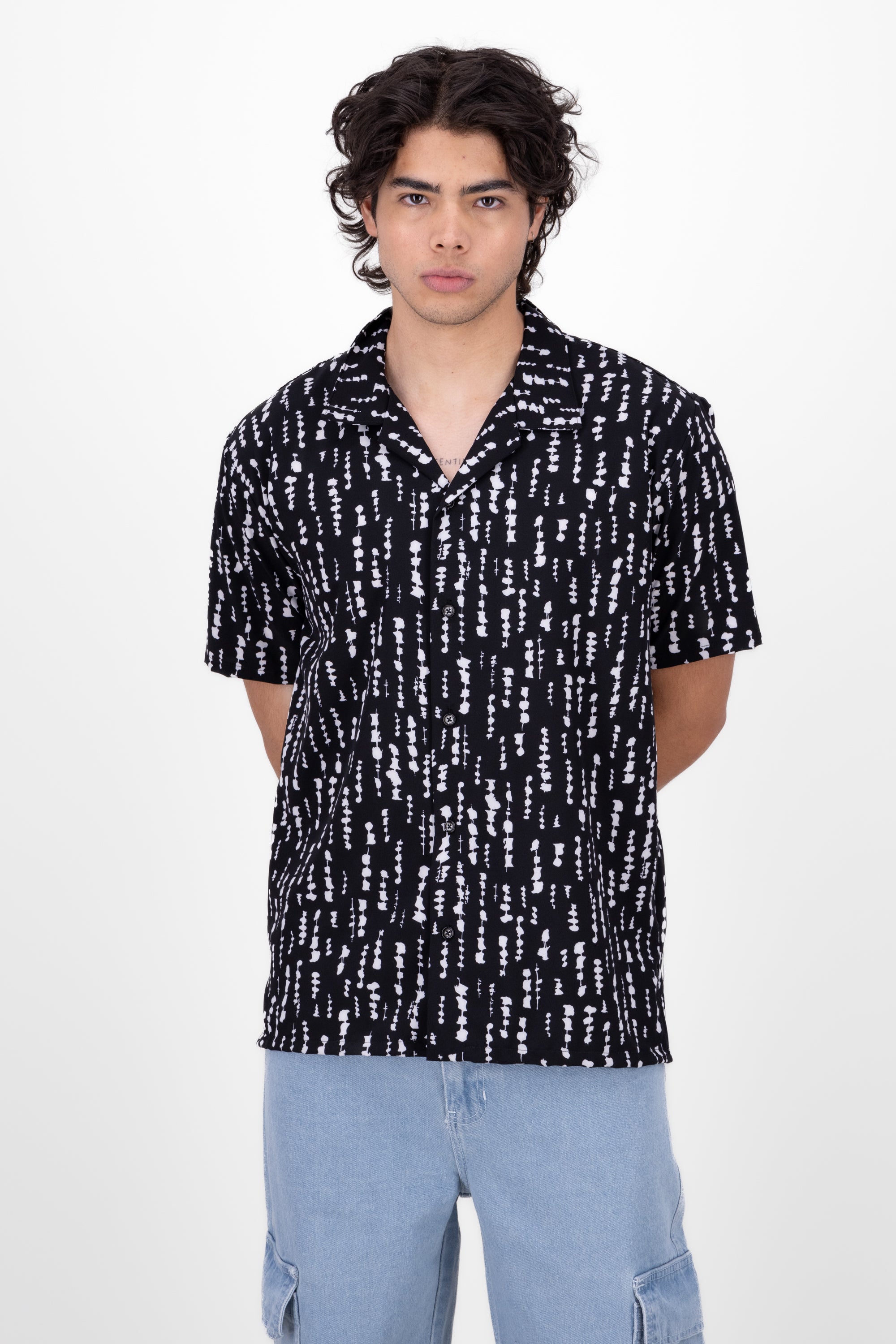 Short manga shirt Pattern Black Combo