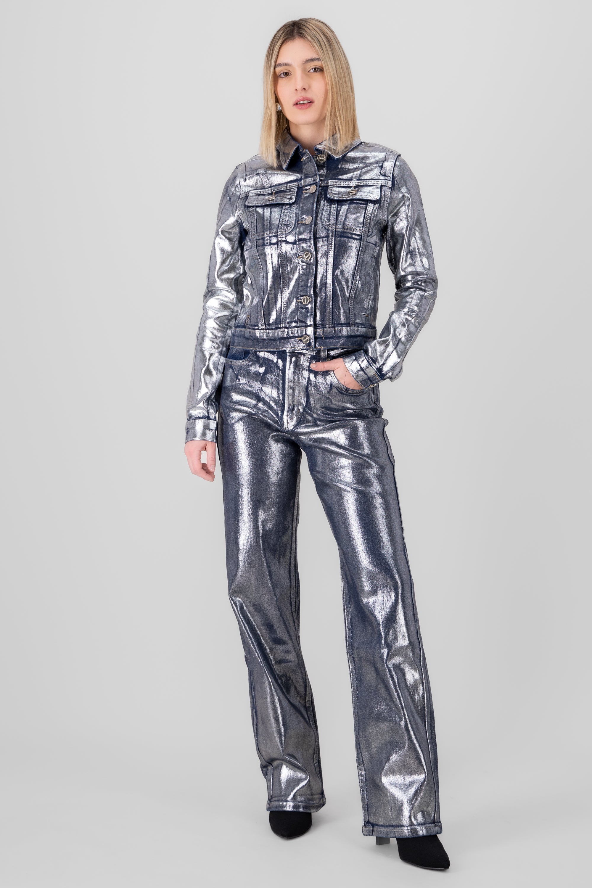 Jeans straight foil PLATA