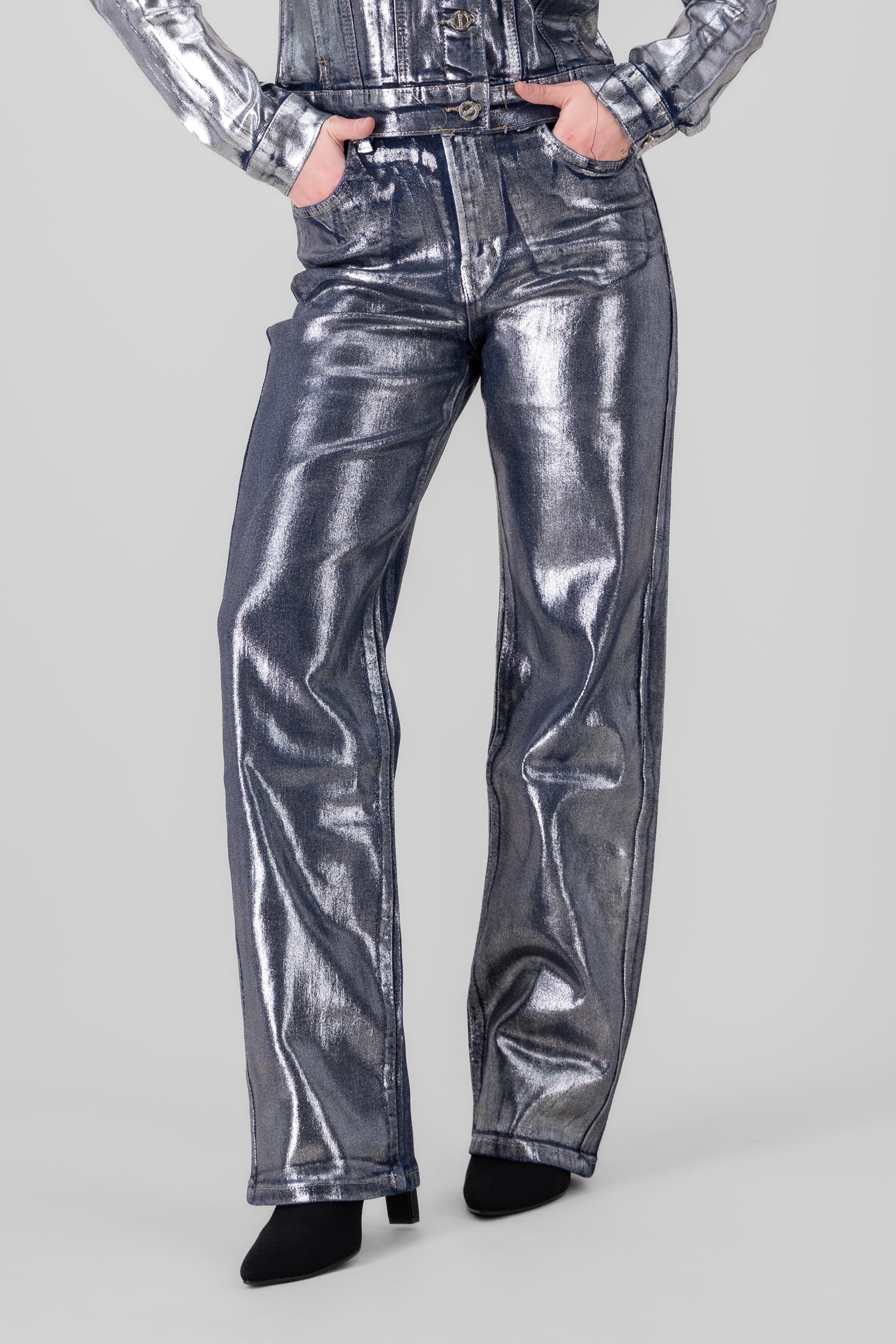 Jeans straight foil PLATA