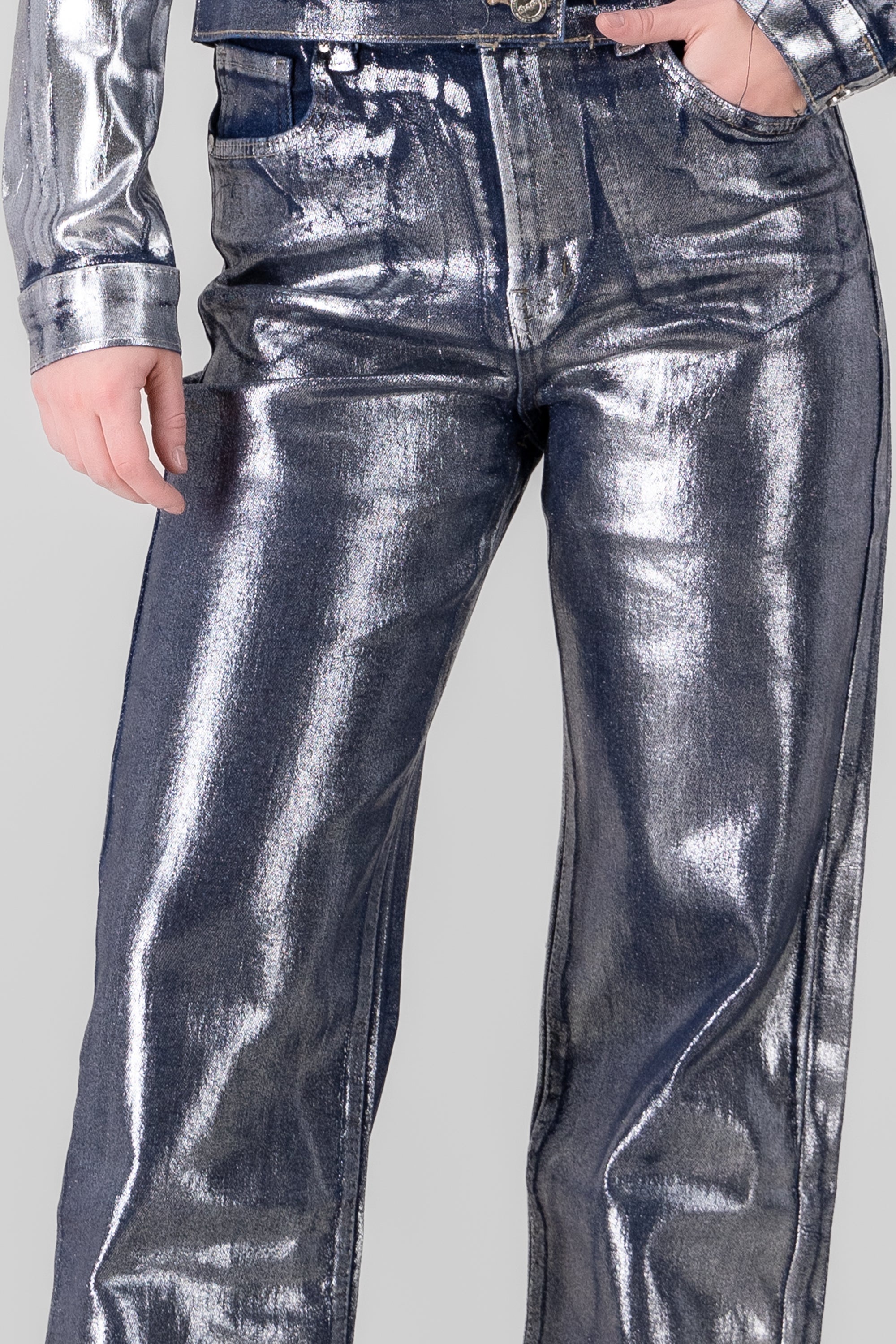 Jeans straight foil PLATA