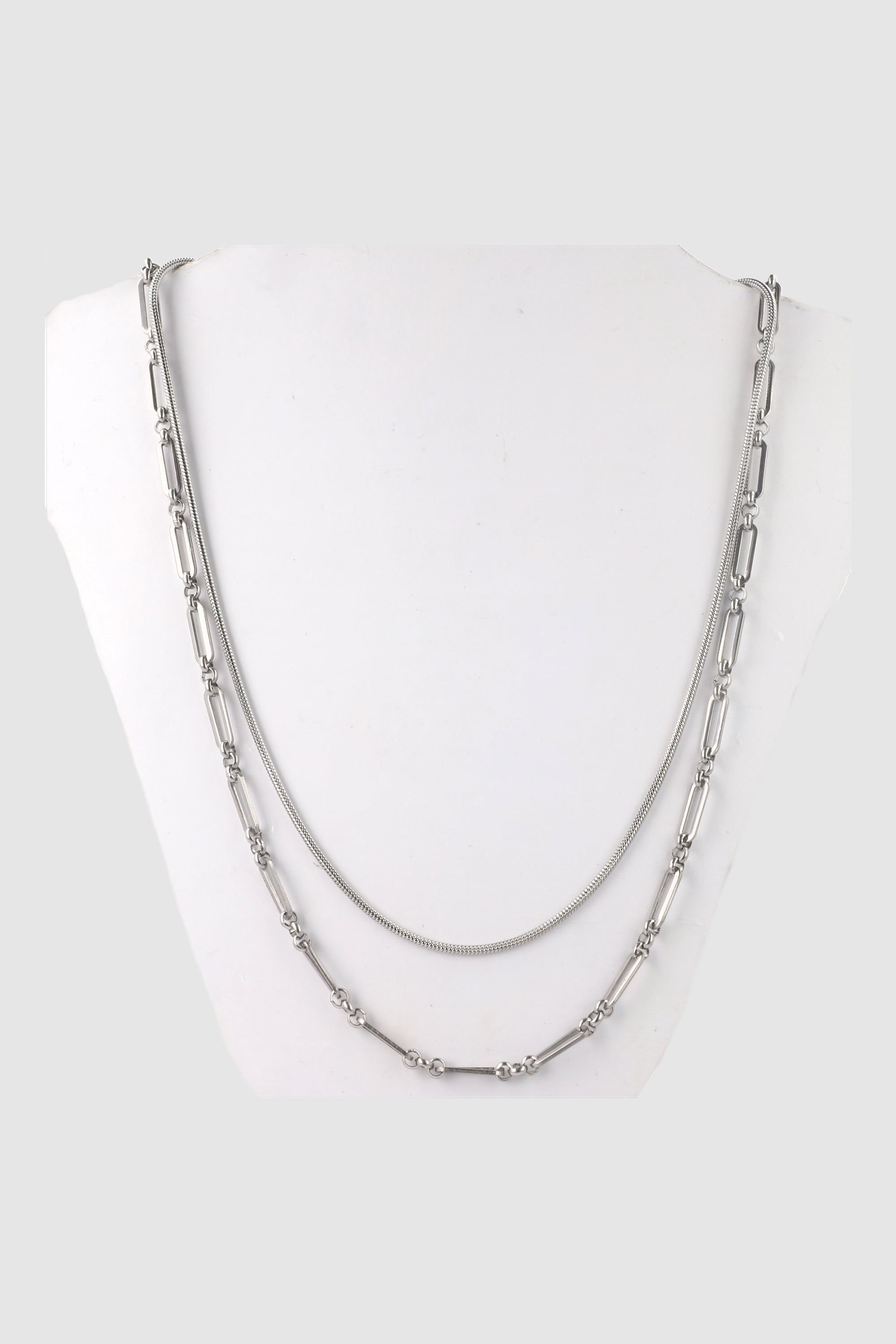 SET COLLAR Mixed textures SILVER