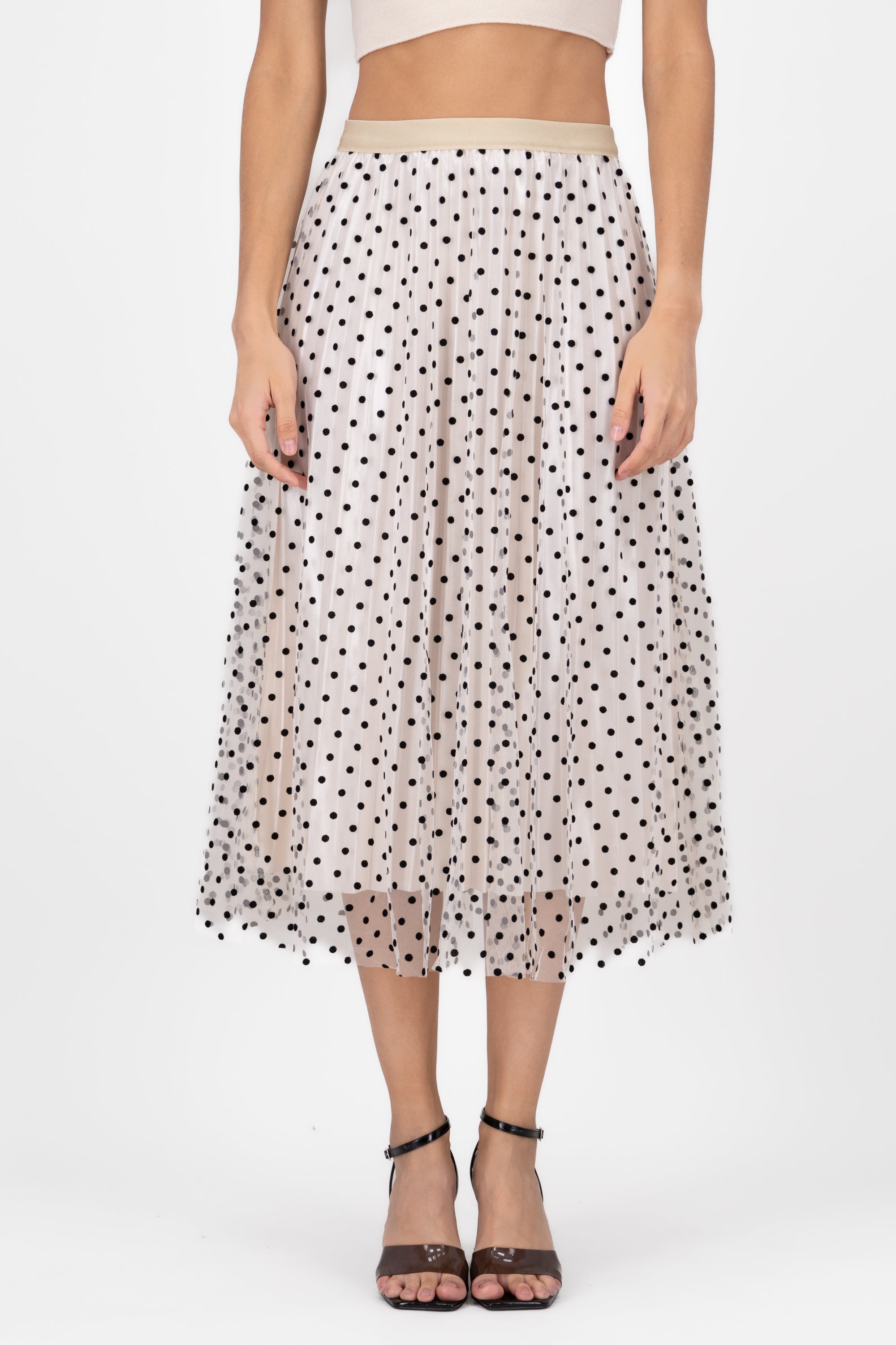 Falda De Tulle Con Polka Dots CREMA