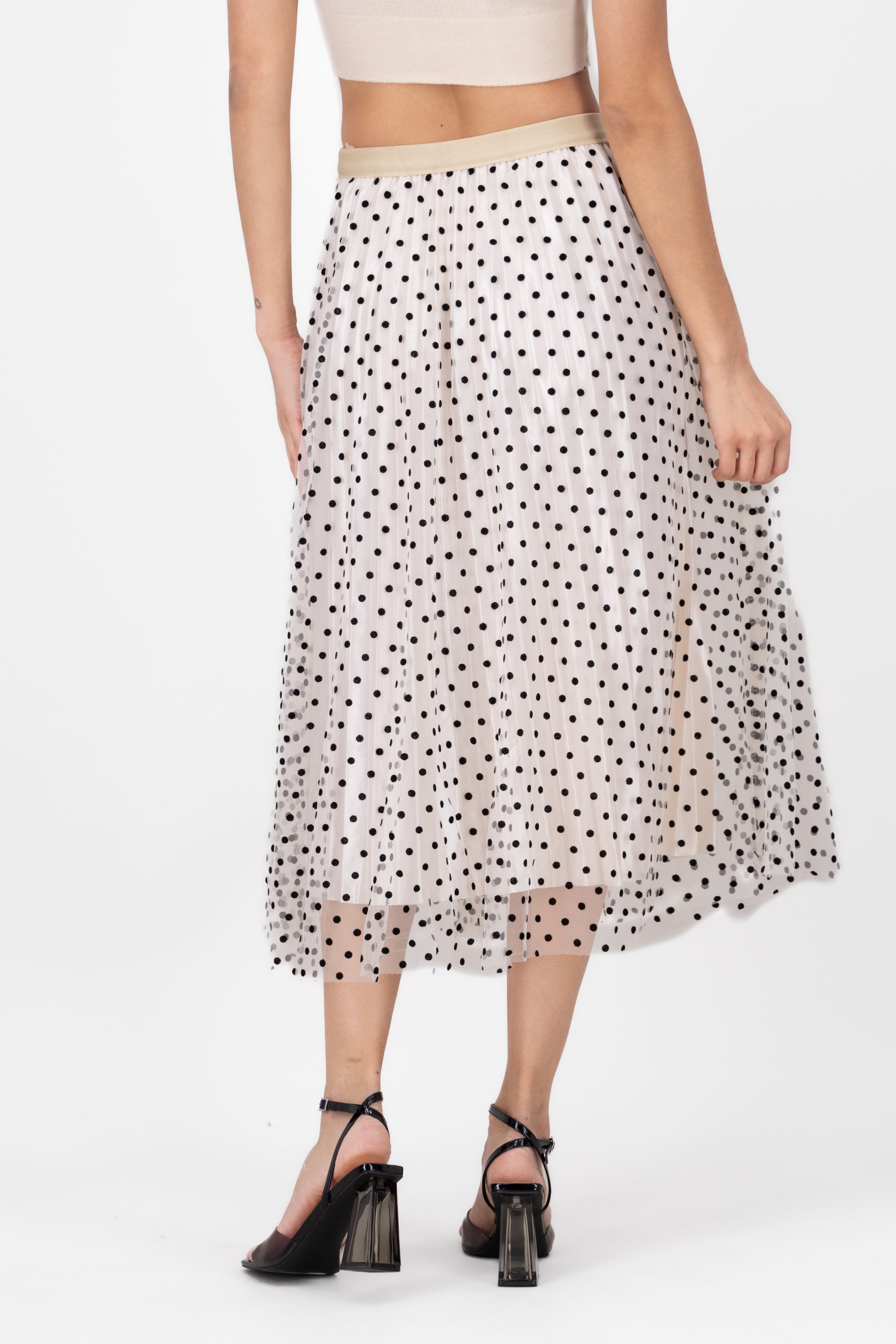 Falda De Tulle Con Polka Dots CREMA