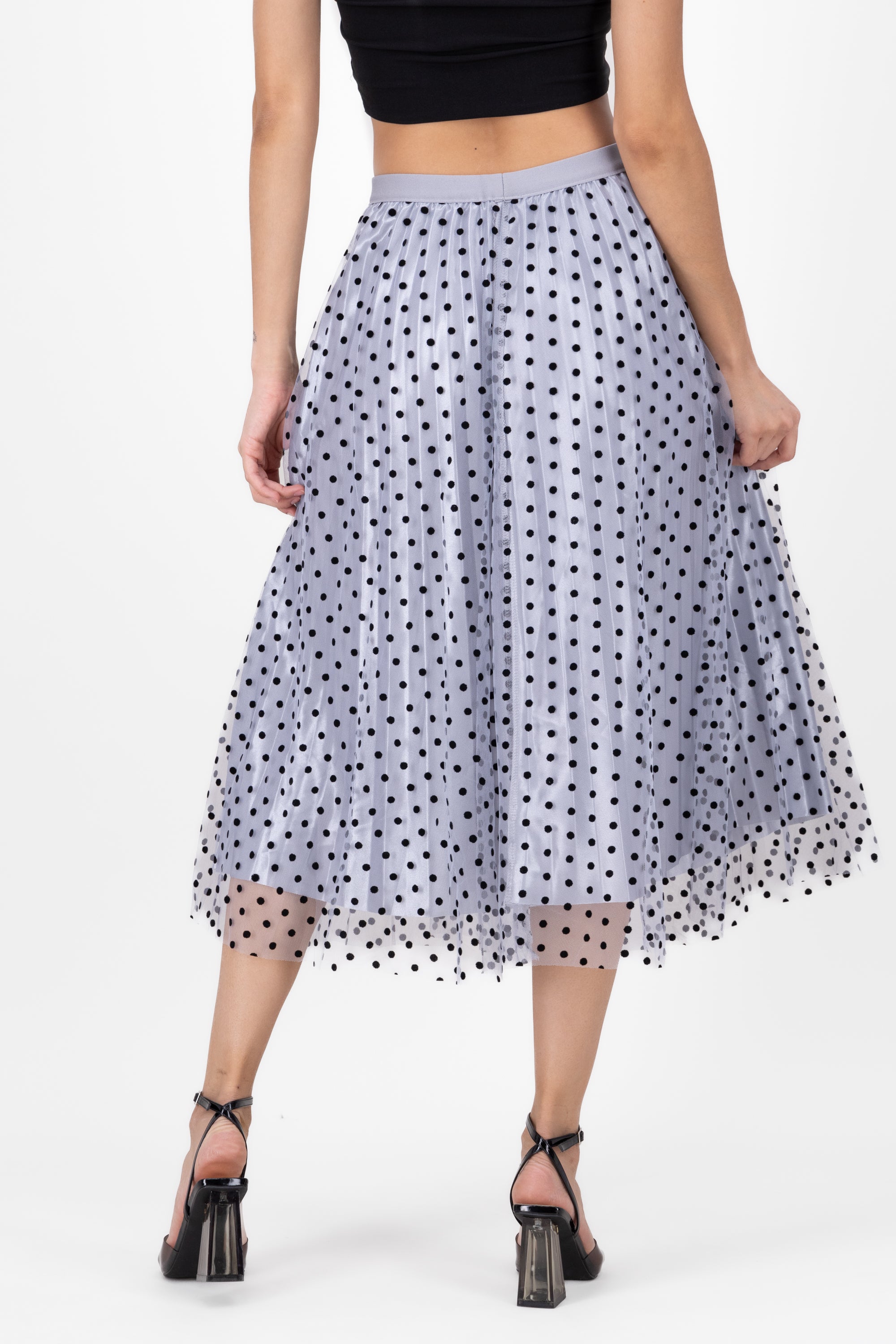 Falda De Tulle Con Polka Dots GRIS