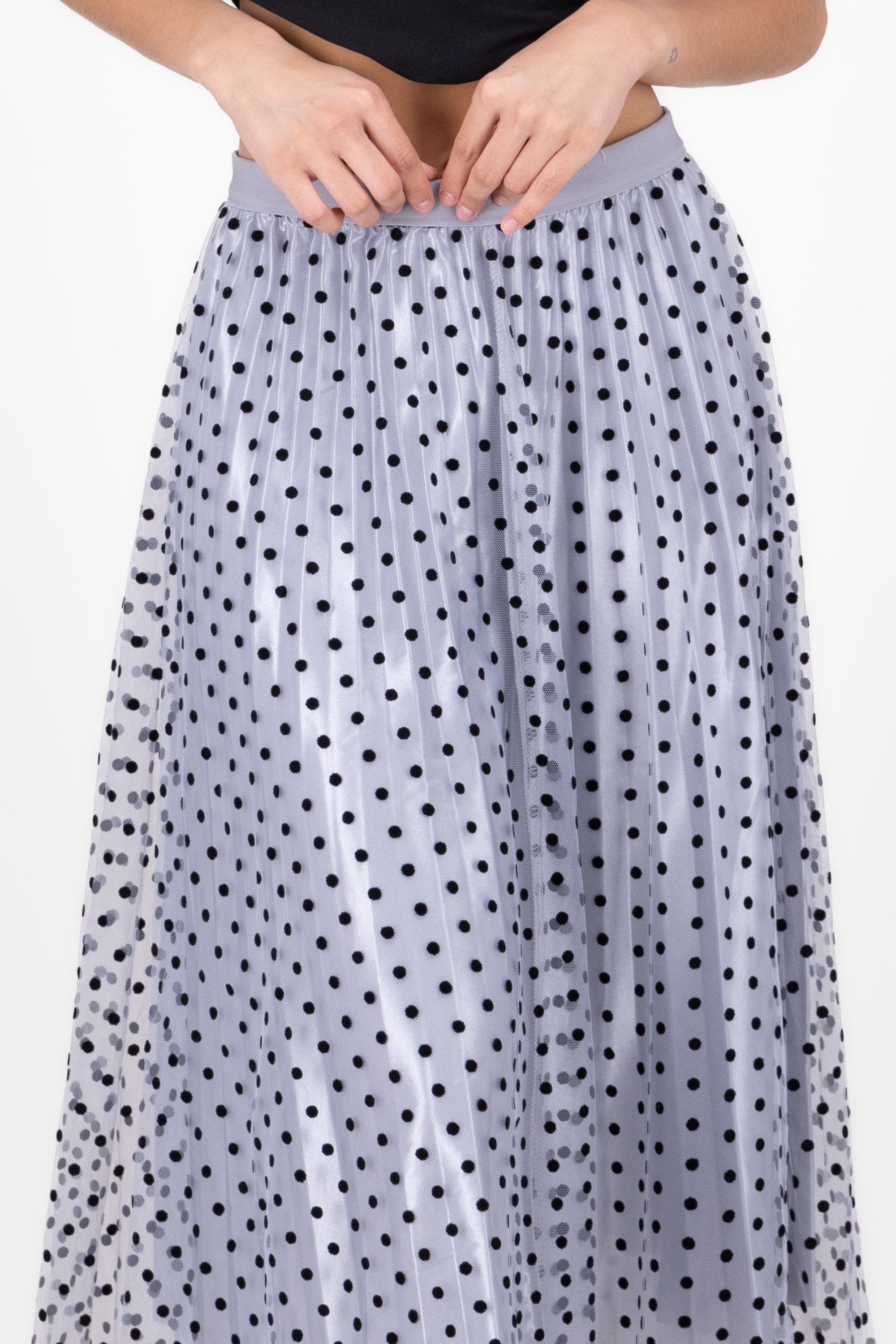 Falda De Tulle Con Polka Dots GRIS